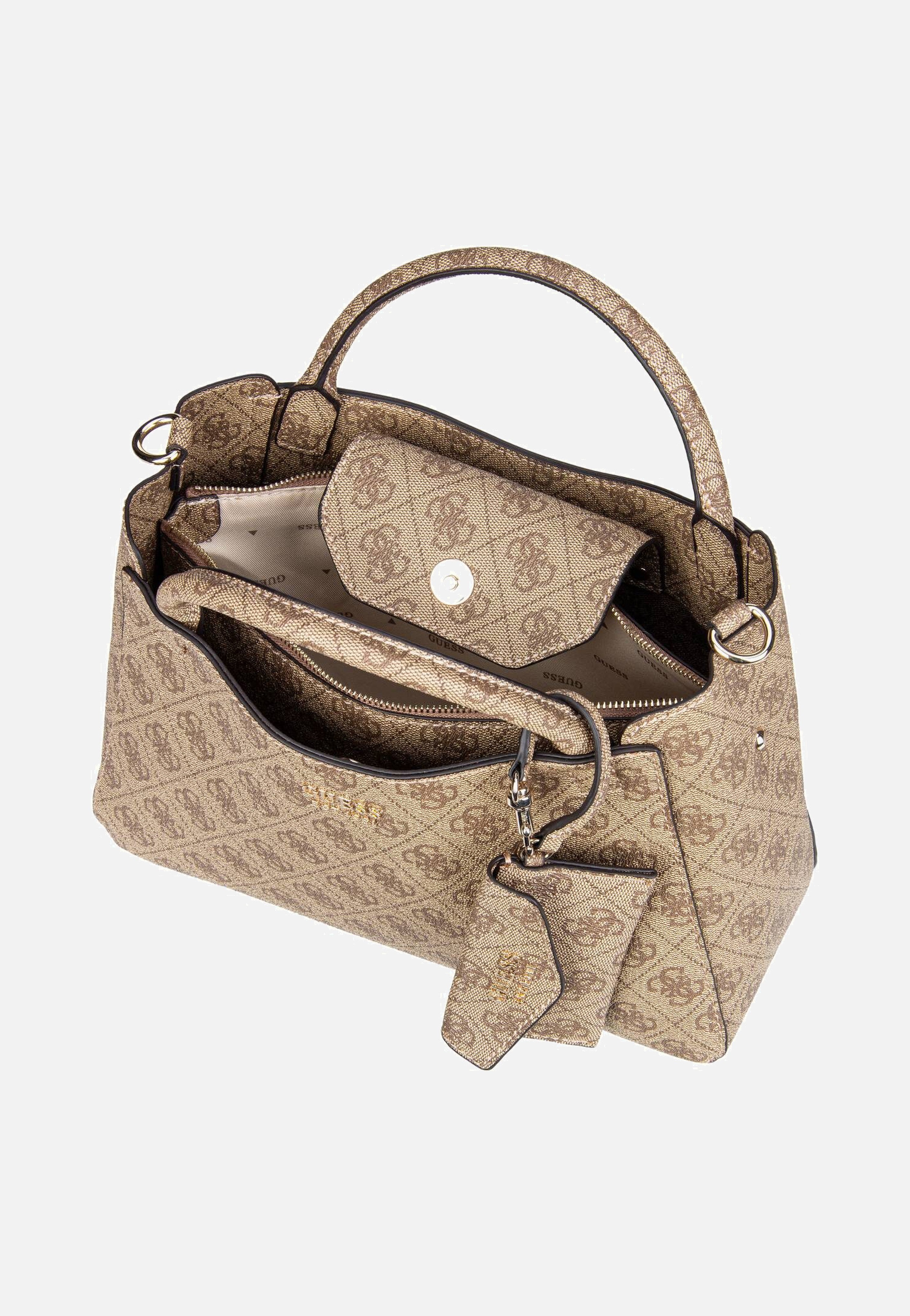 Guess - Brenton Small Girlfriend SAT 48050 Logo Latte - Handle Bag | Women-Image