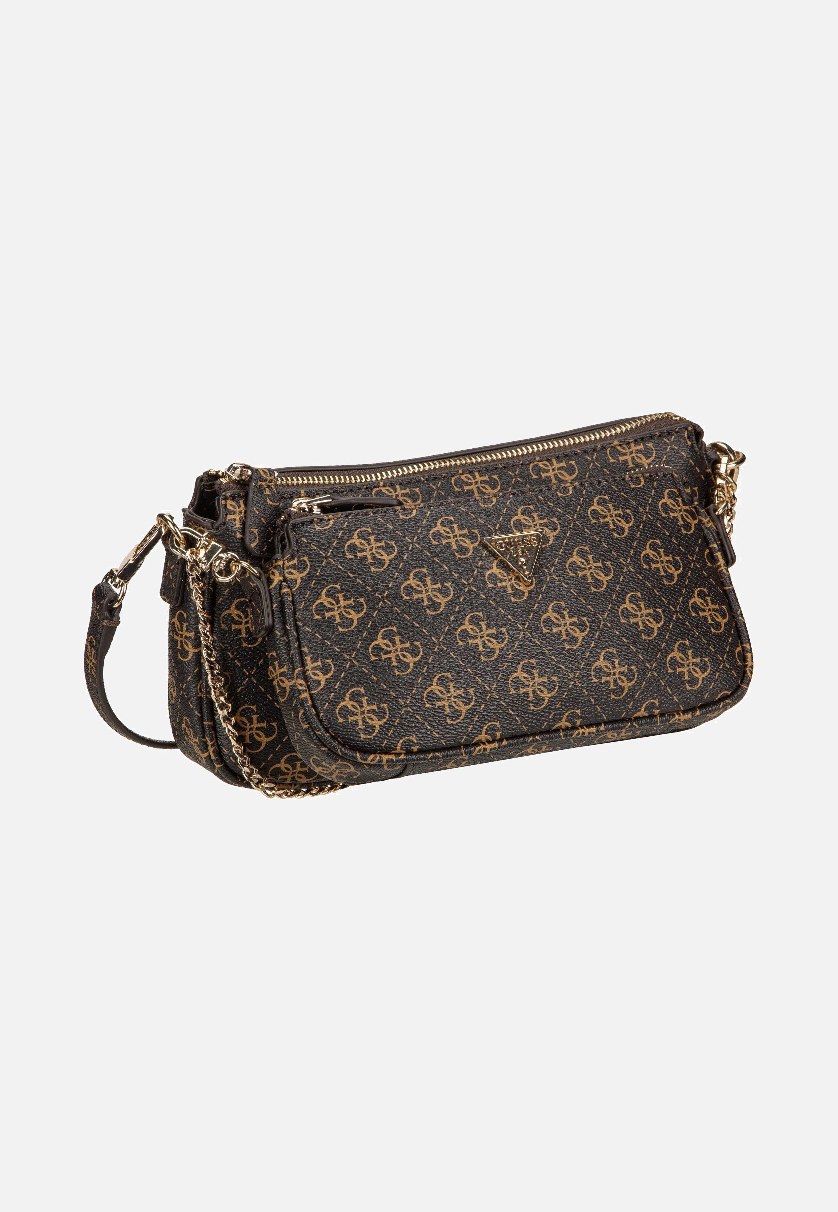 Guess Noelle II Double Pouch CB 72710 Logo Brown Umhängetasche