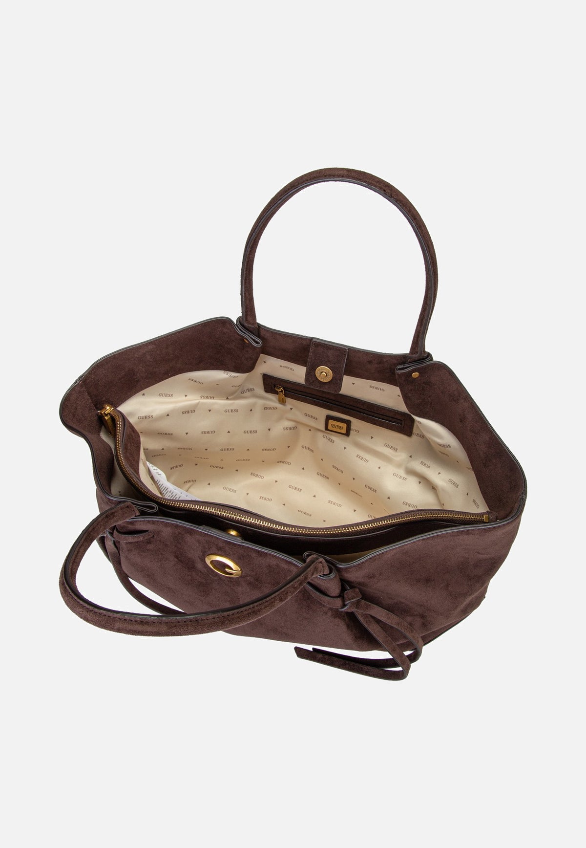 Guess Allegra Girlfriend Suede 37230 Espresso Tote Bag