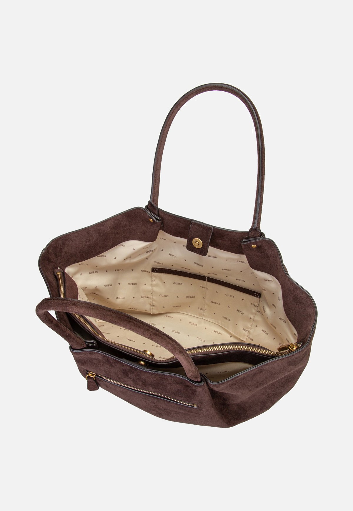 Guess Allegra Girlfriend Suede 37230 Espresso Tote Bag