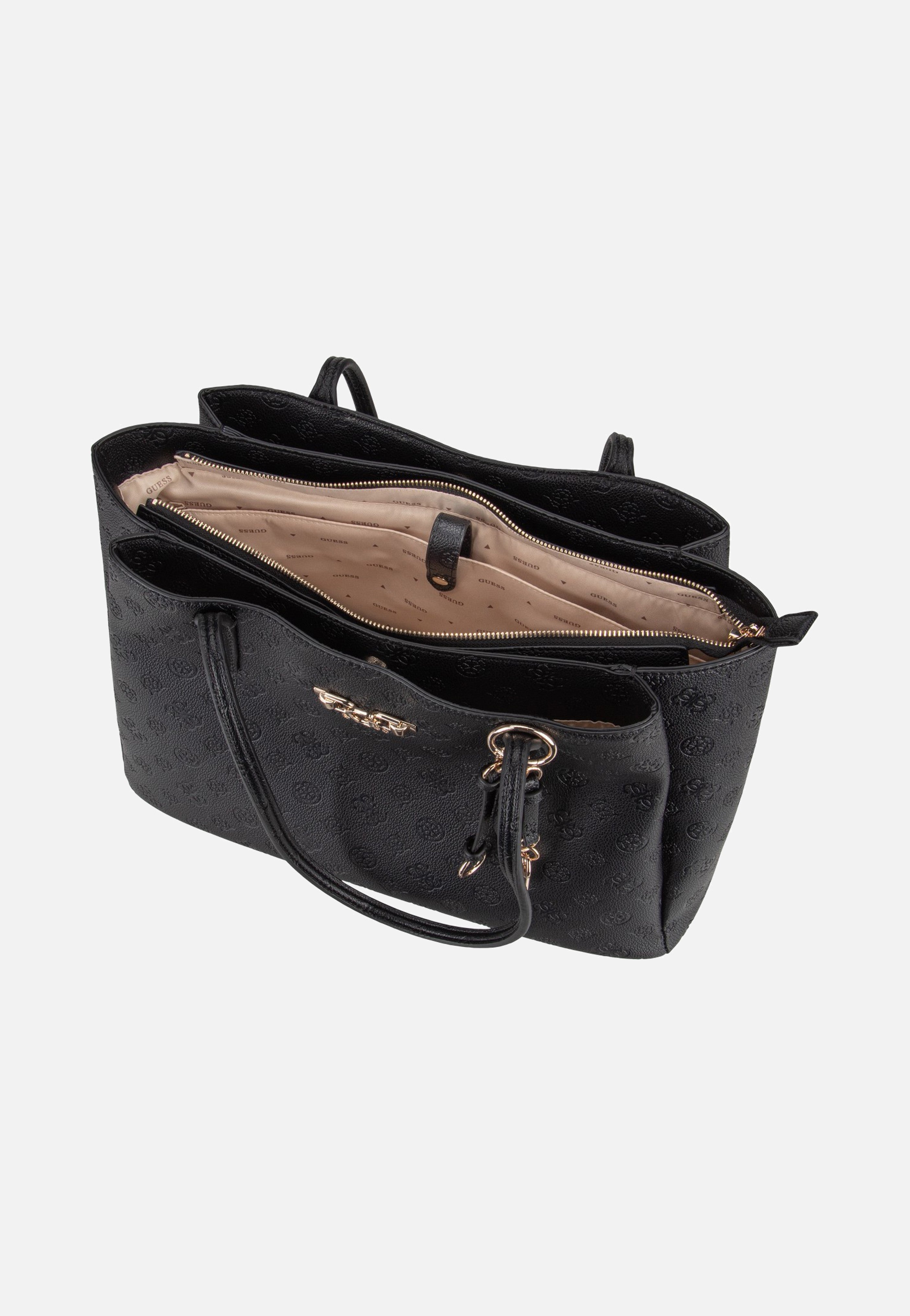 Guess Anise Multi Comp Tote Black Logo Shopper