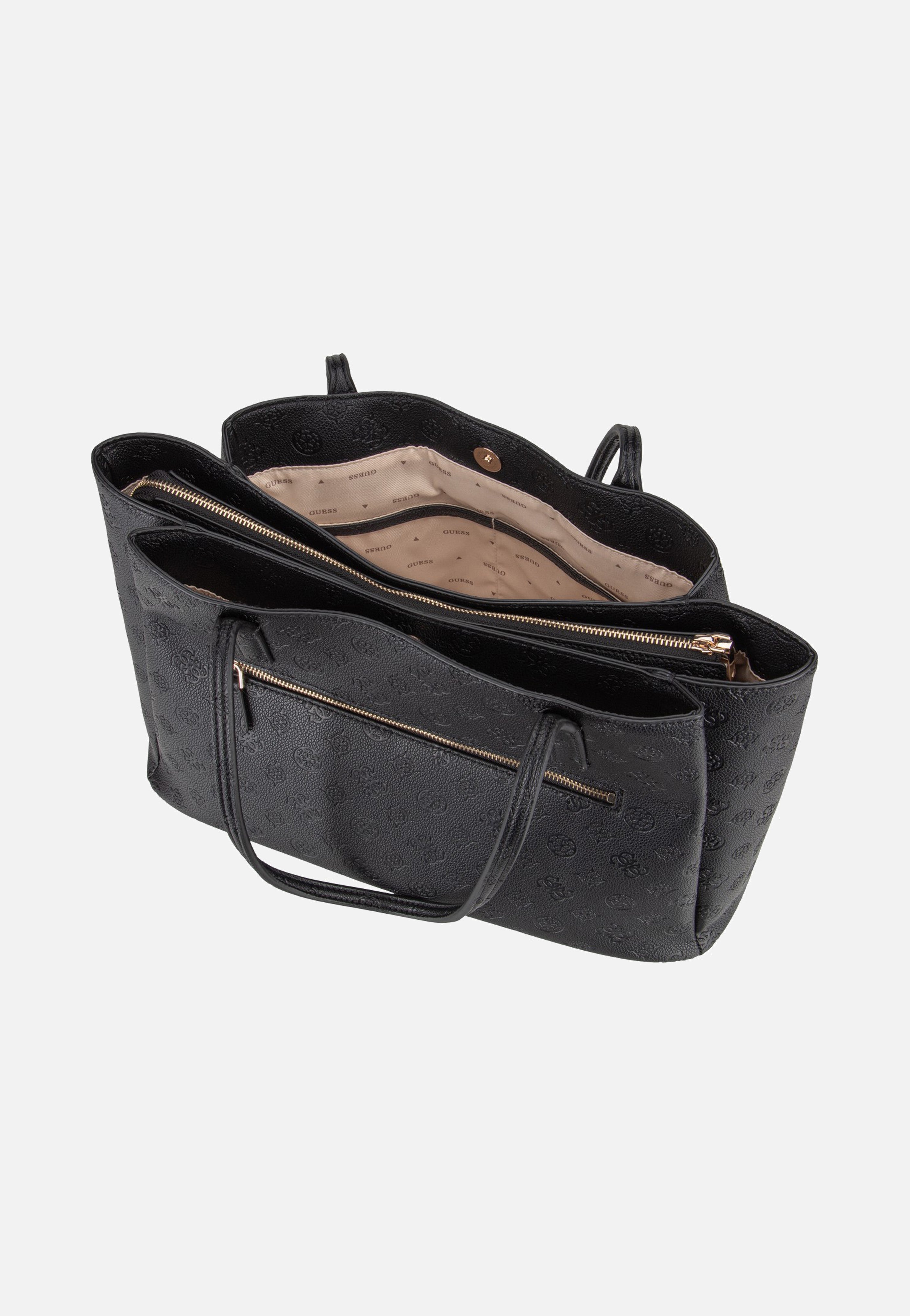Guess Anise Multi Comp Tote Black Logo Shopper
