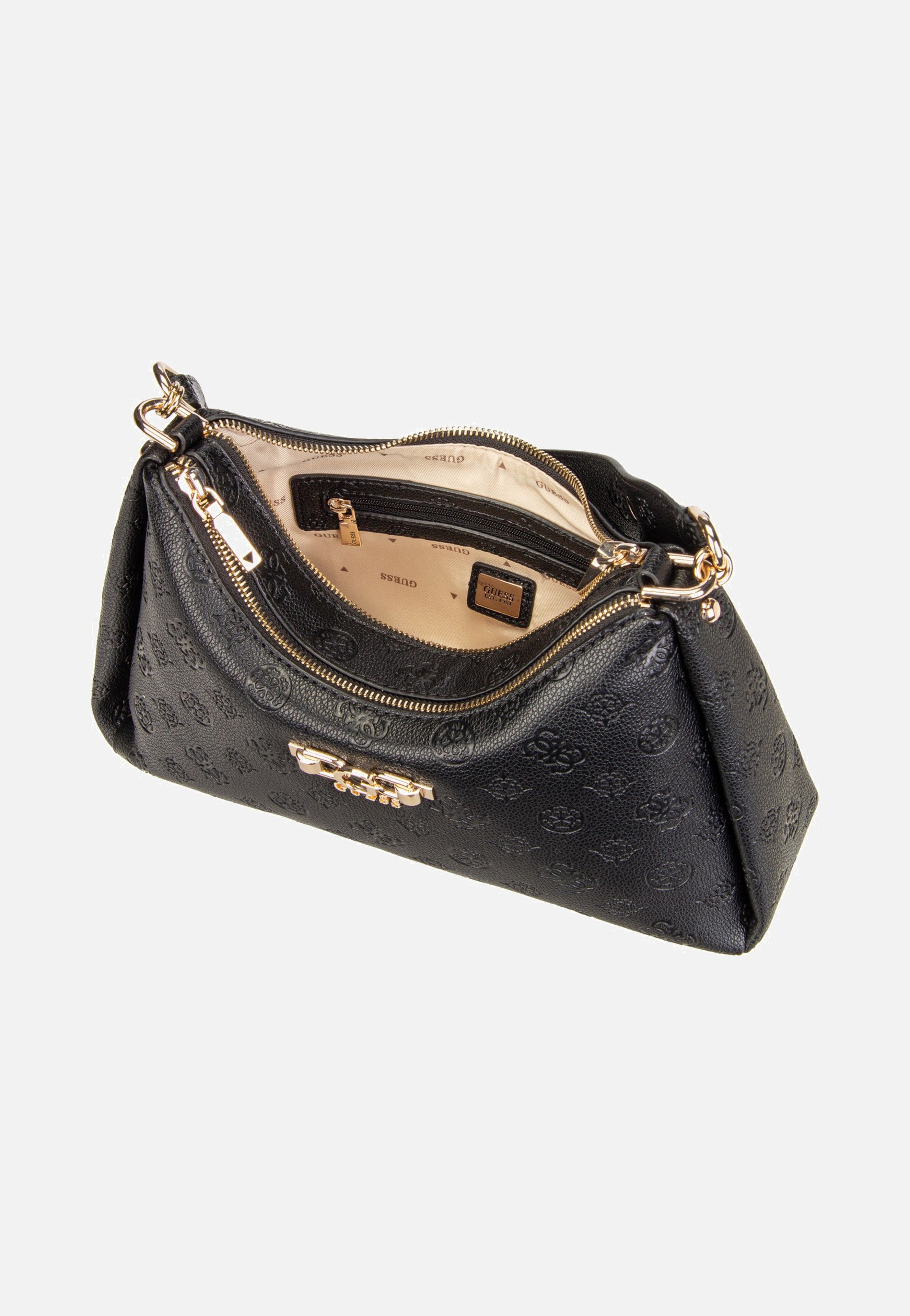 Guess Anise Double Zip 16180 Black Logo Schultertasche