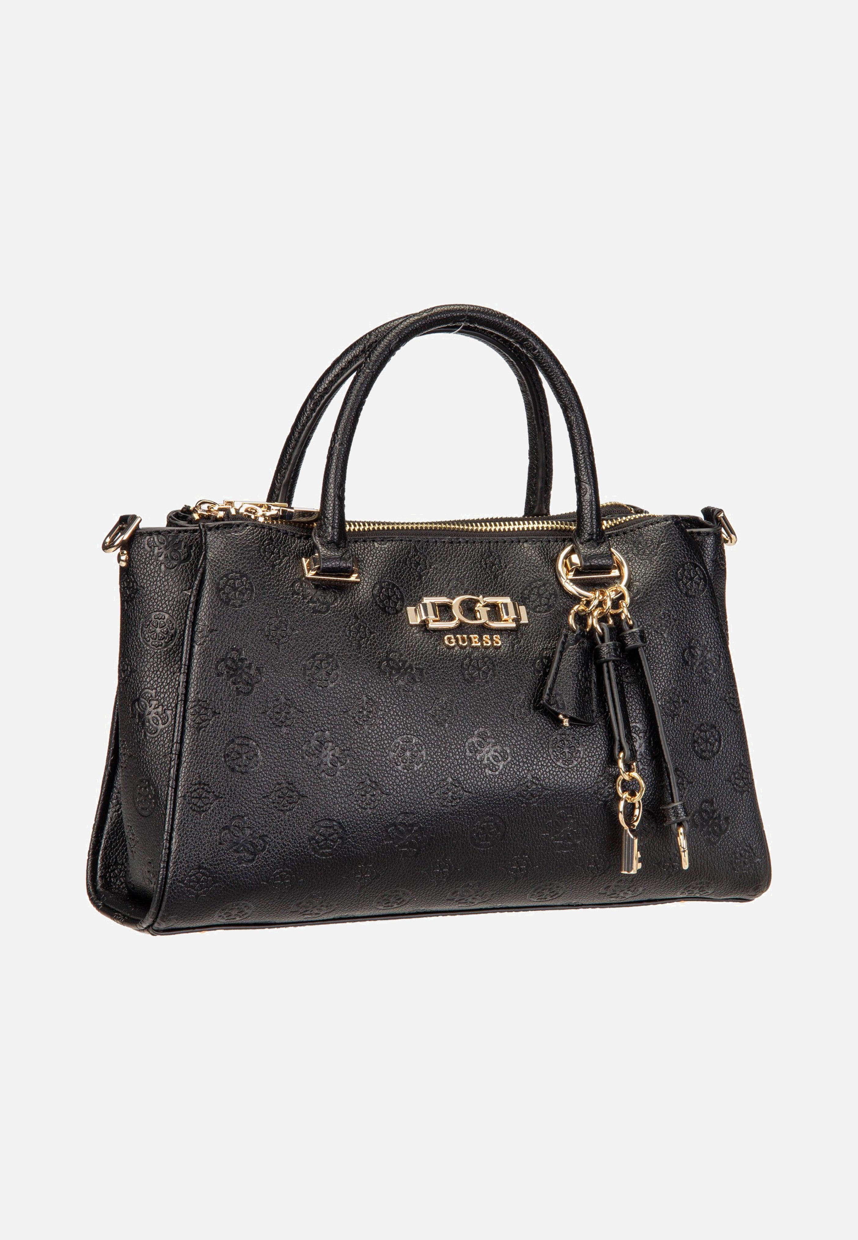 Guess Anise Triple Comp Satchel Black Logo Satchel