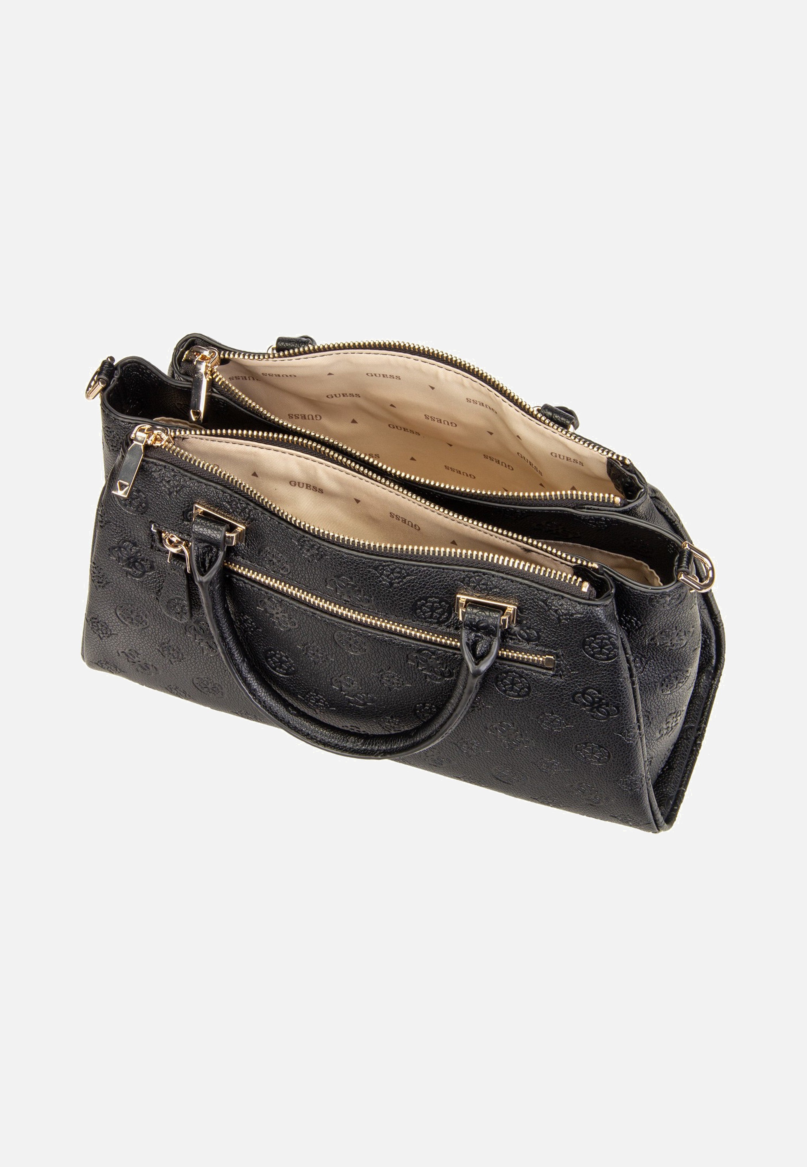 Guess - Anise Triple Comp Satchel Black Logo - Satchel | Women-Image