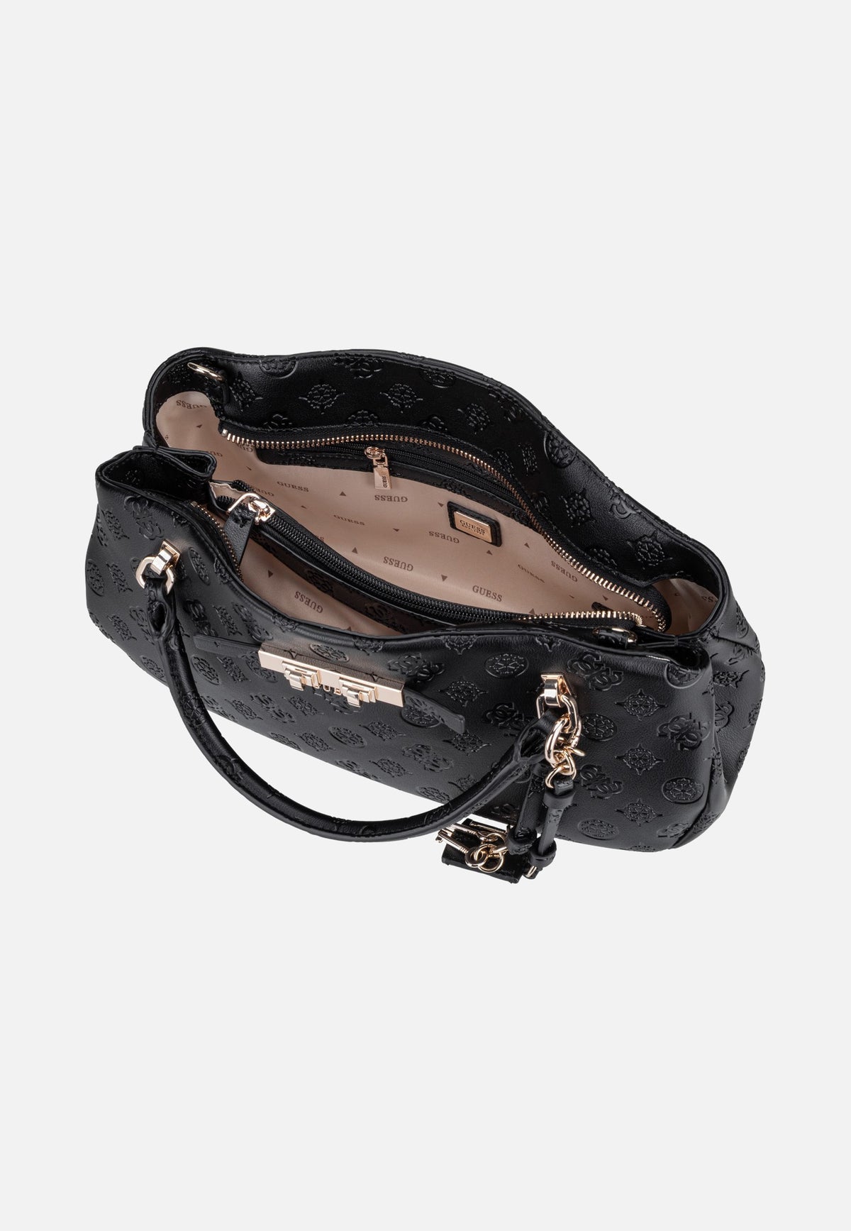 Guess Carmella 3 Comp 25050 Black Logo Henkeltasche