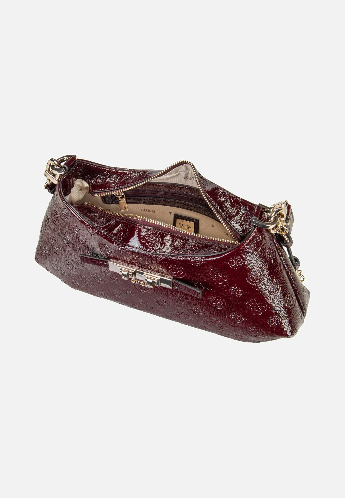 Guess Carmella Shoulder 25180 Burgundy Logo Schultertasche