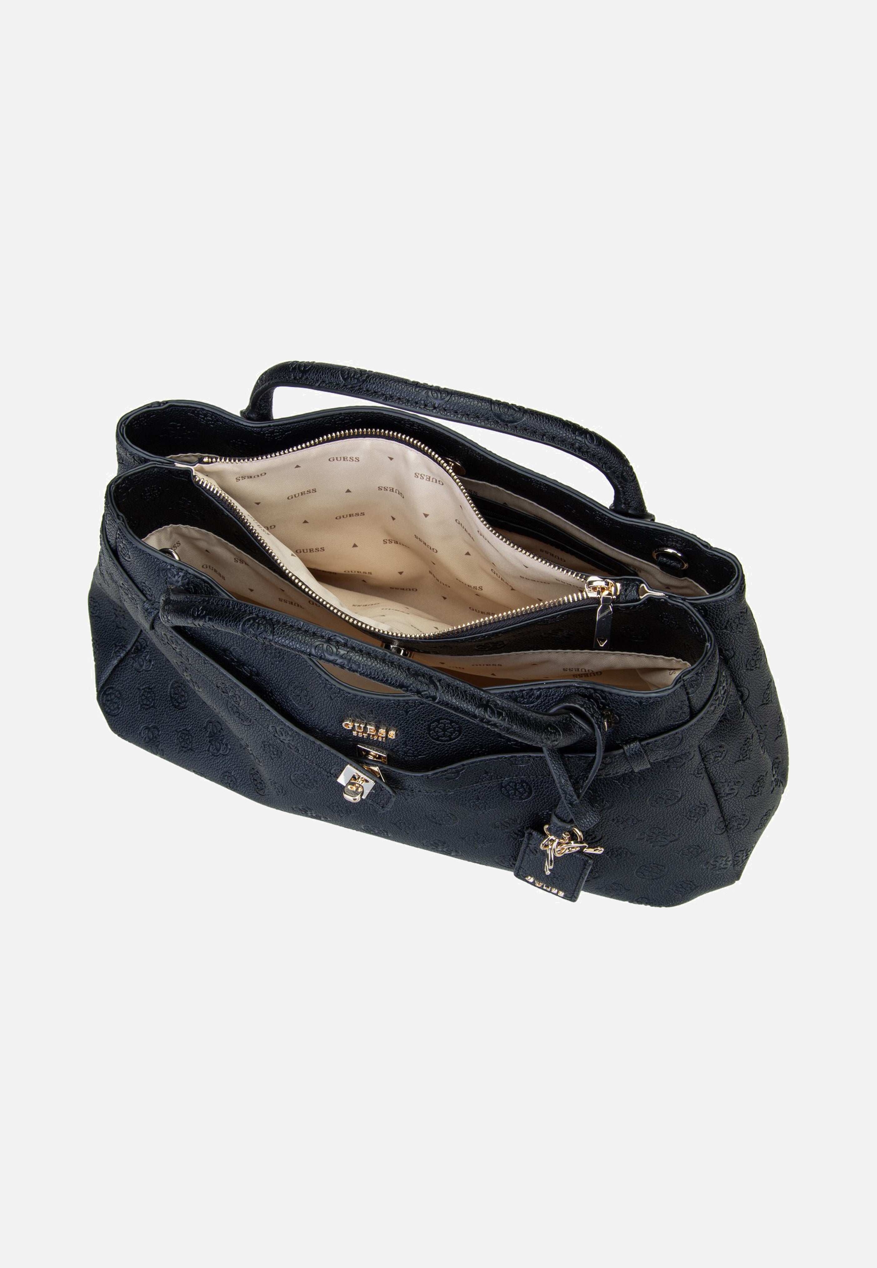 Guess Ella Logo Large Girlfriend 46060 Black Logo Satchel