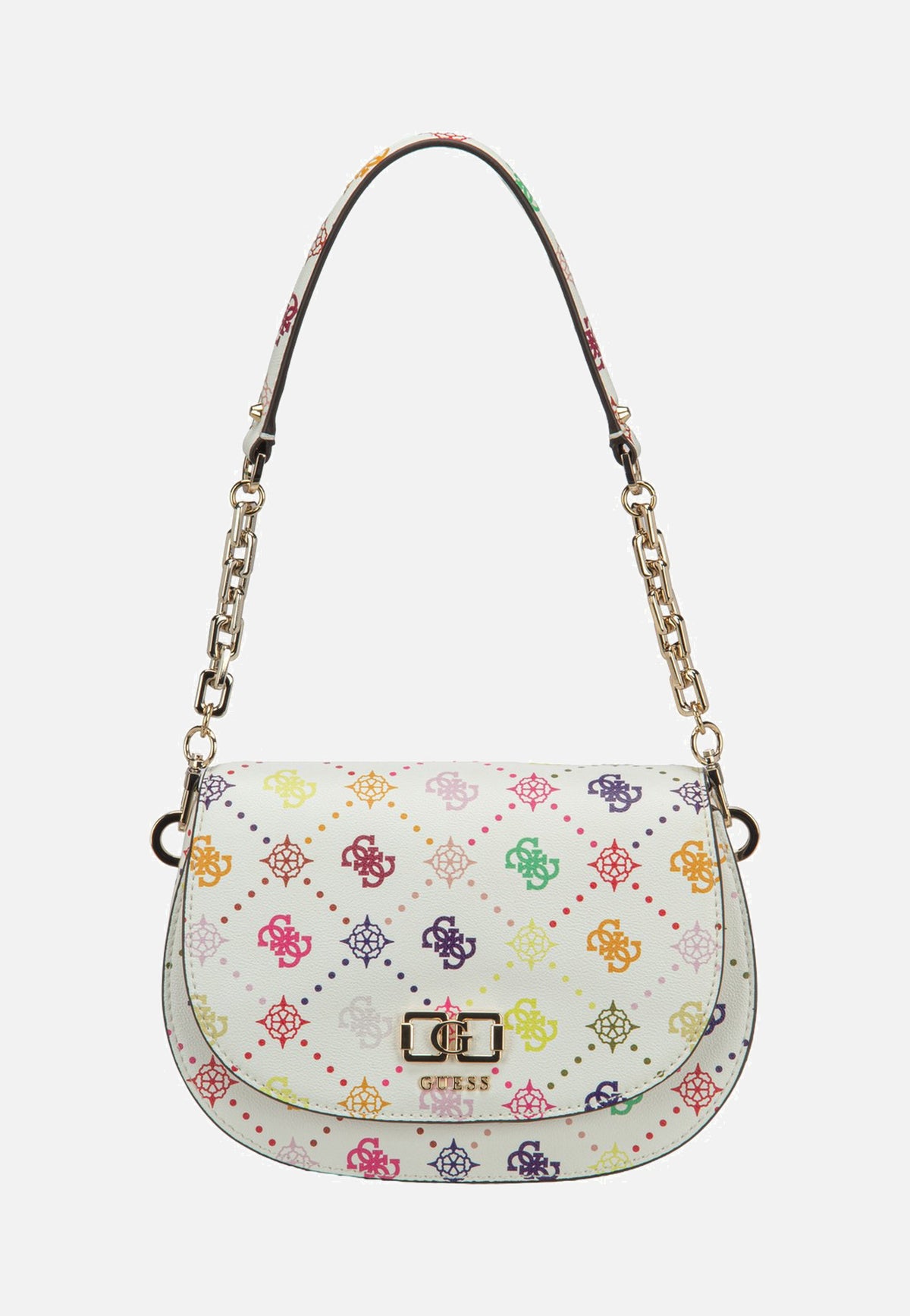 Guess Emelie Logo Flap Shoulder Multi Logo Schultertasche