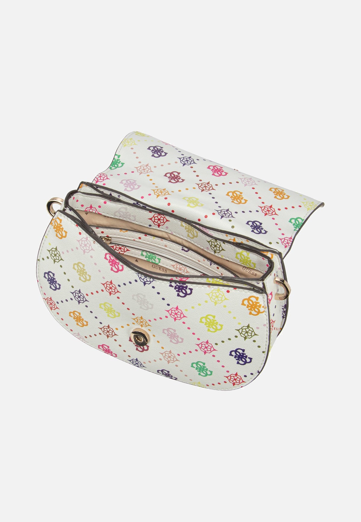 Guess Emelie Logo Flap Shoulder Multi Logo Schultertasche