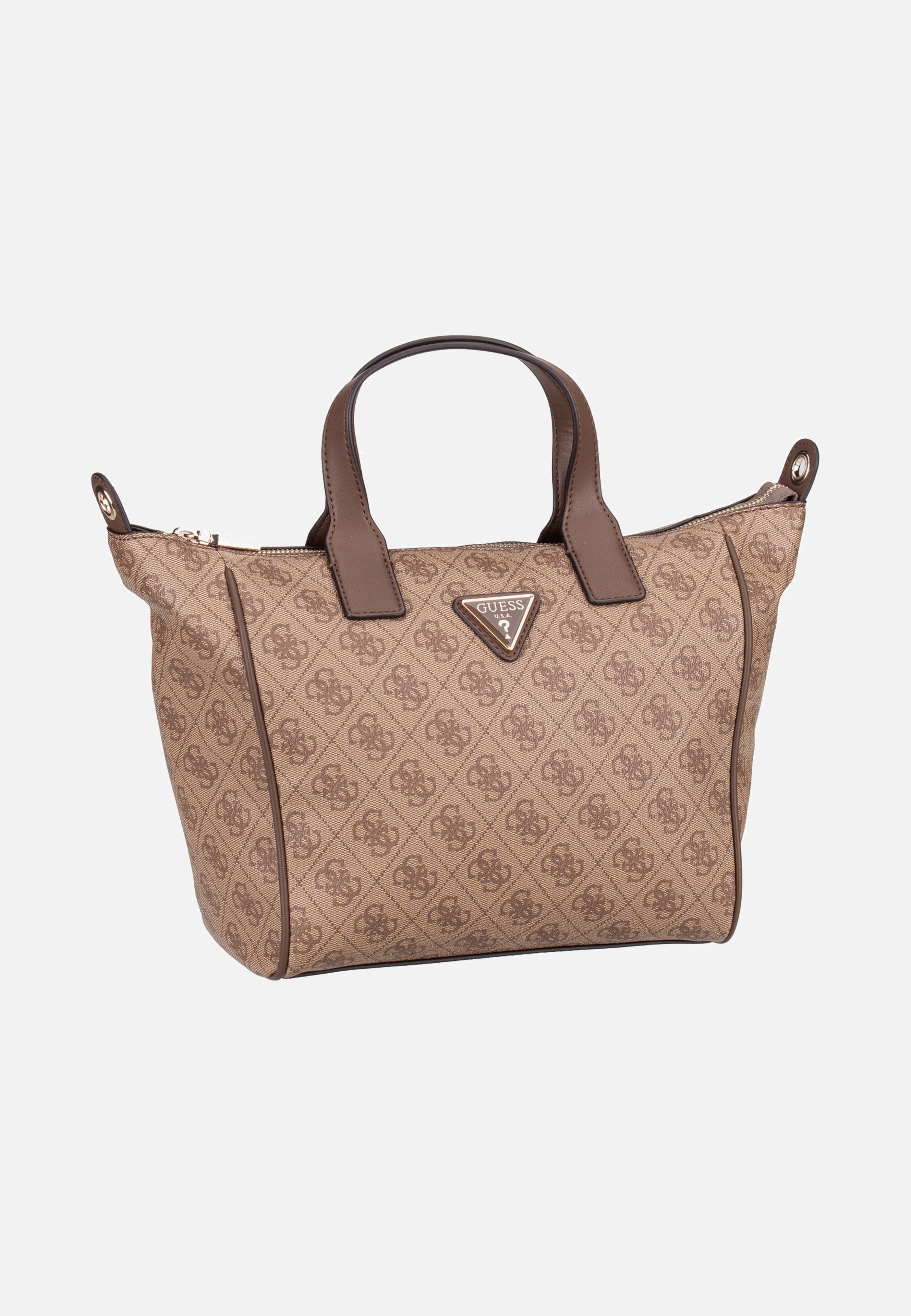 Guess Follie Small Tote Latte Logo Handle Bag