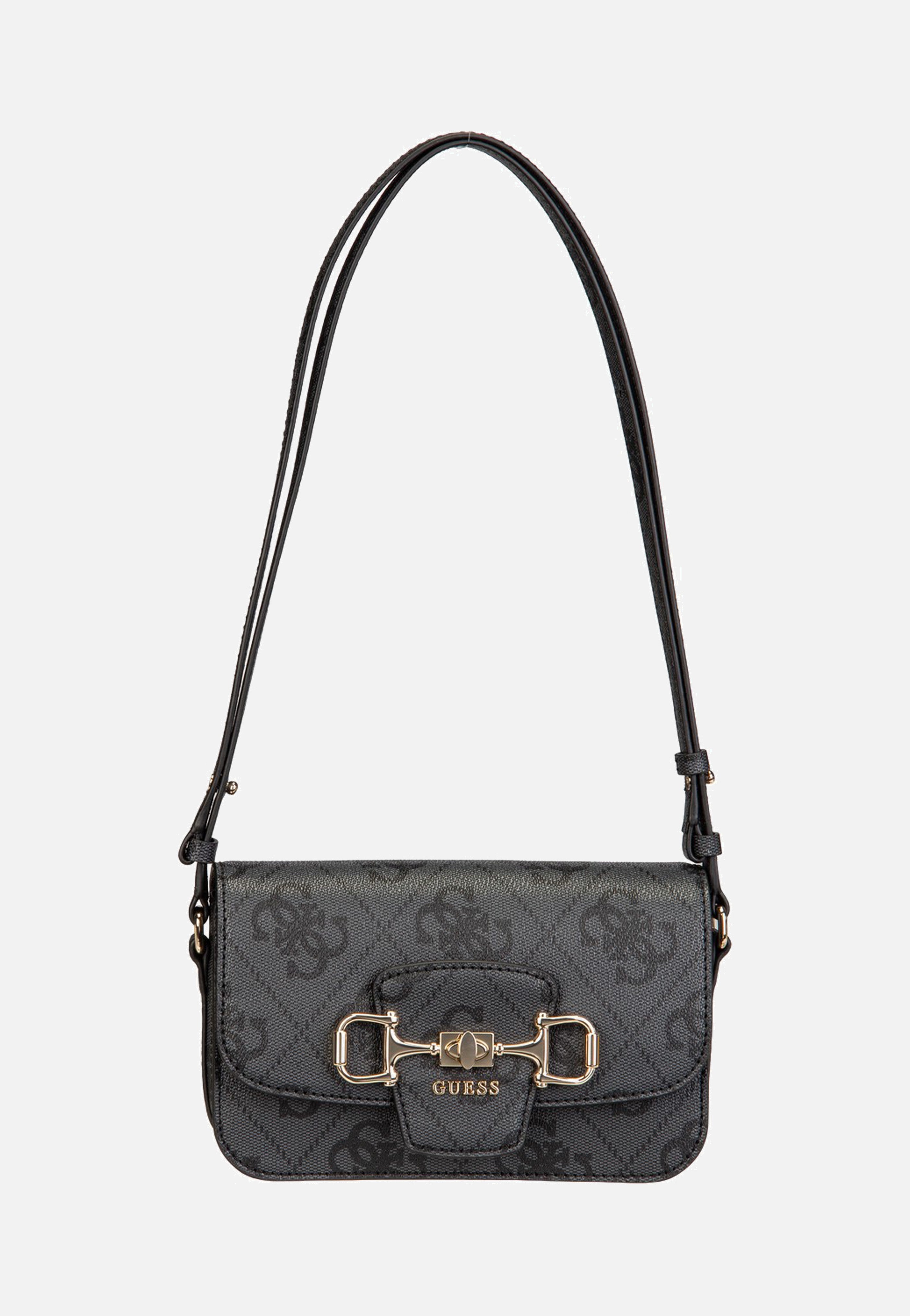 Guess Janie Logo Conv Xbody Flap Coal Logo Umhängetasche