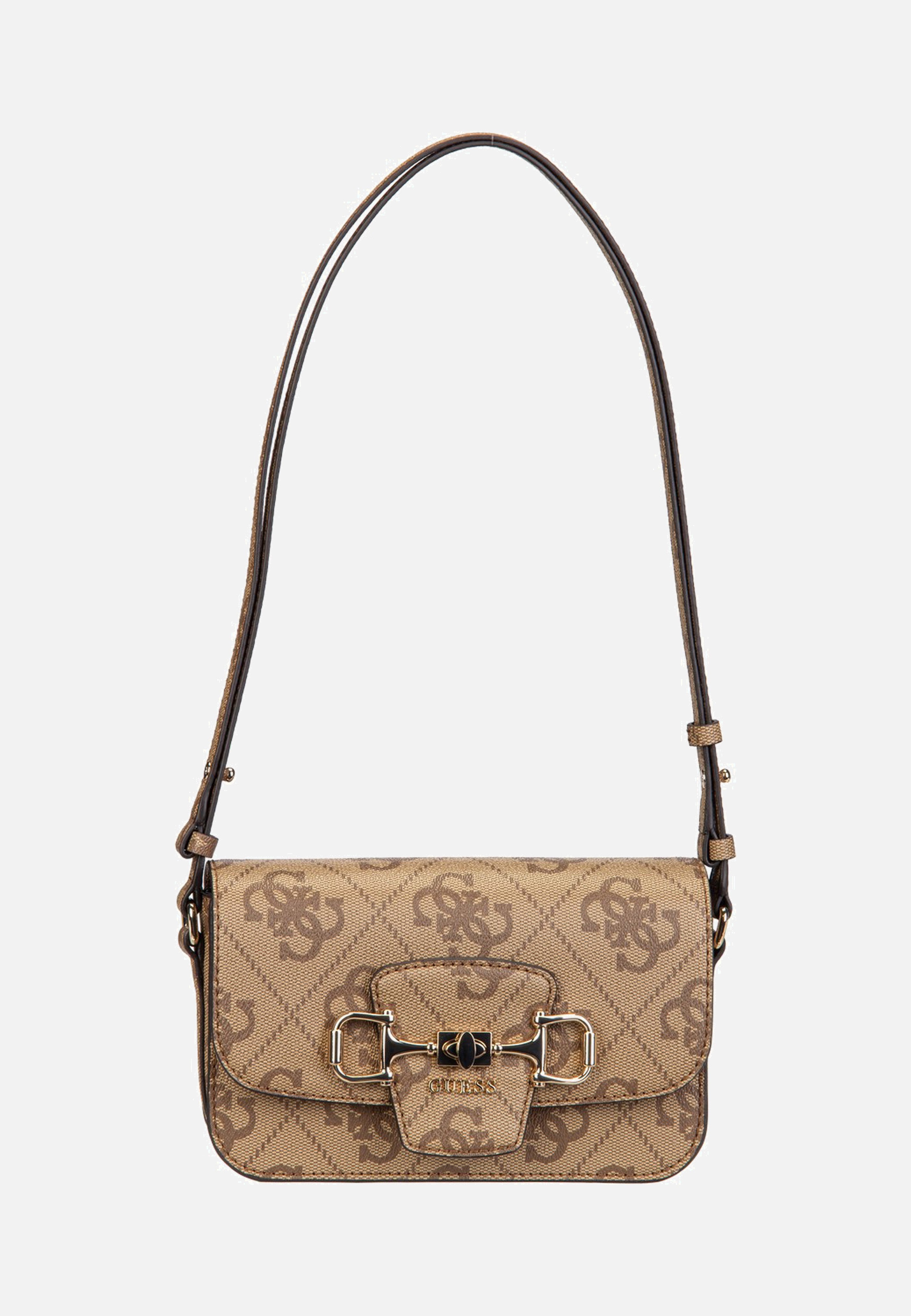 Guess Janie Logo Conv Xbody Flap Latte Logo Umhängetasche