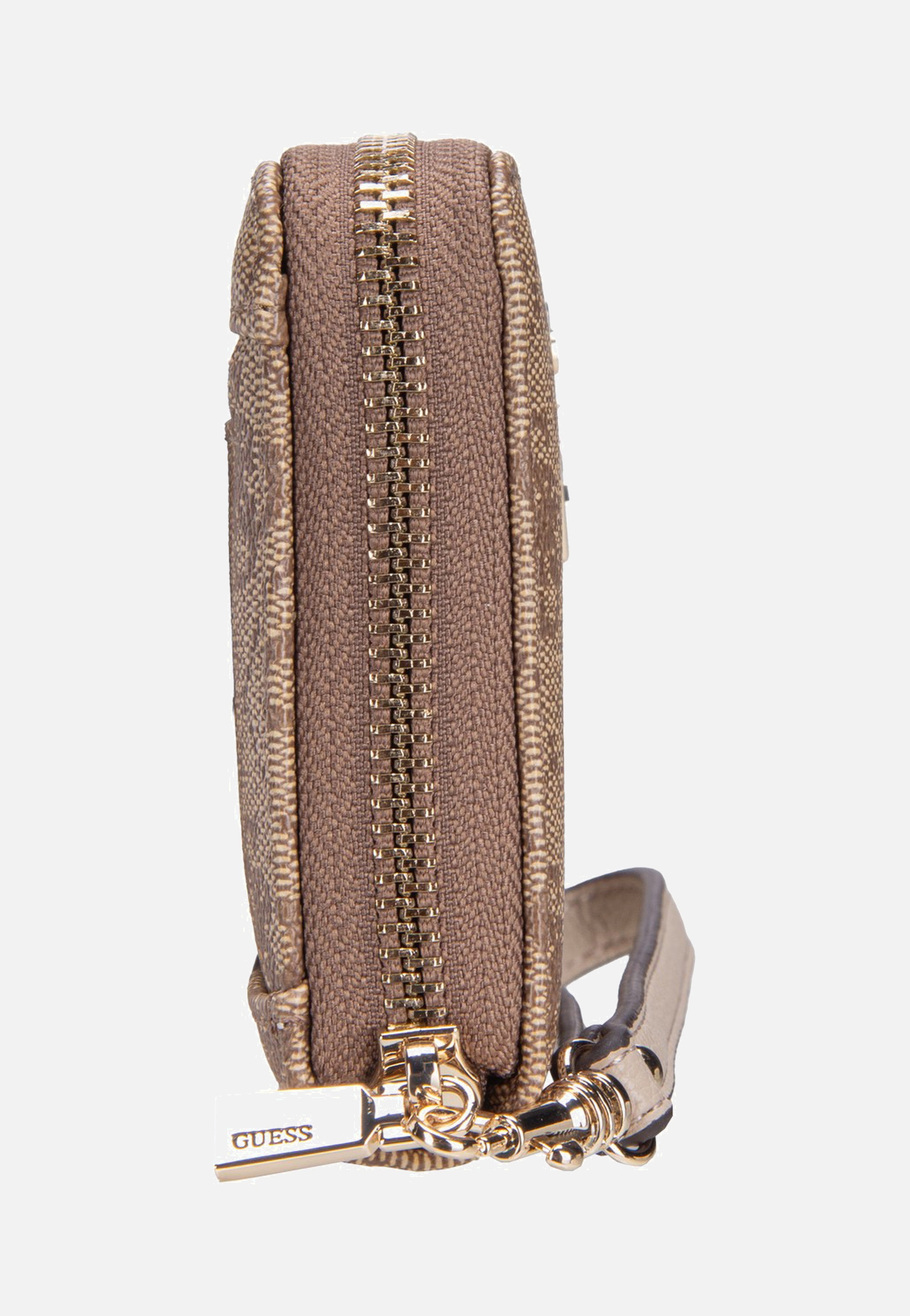 Guess Laurel II Slg Large Zip Around Latte Logo Portemonnaie
