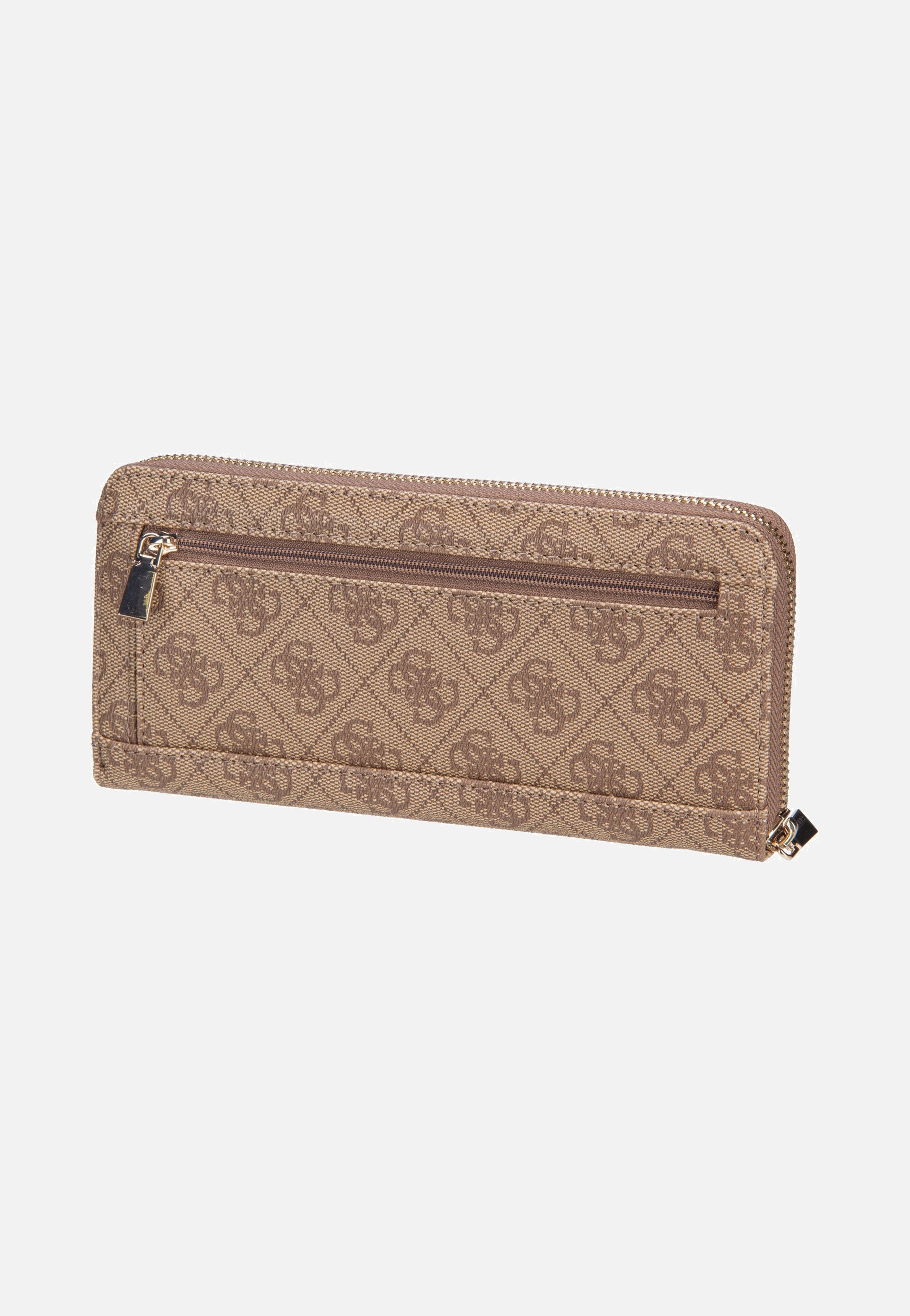 Guess Laurel II Slg Large Zip Around Latte Logo Portemonnaie