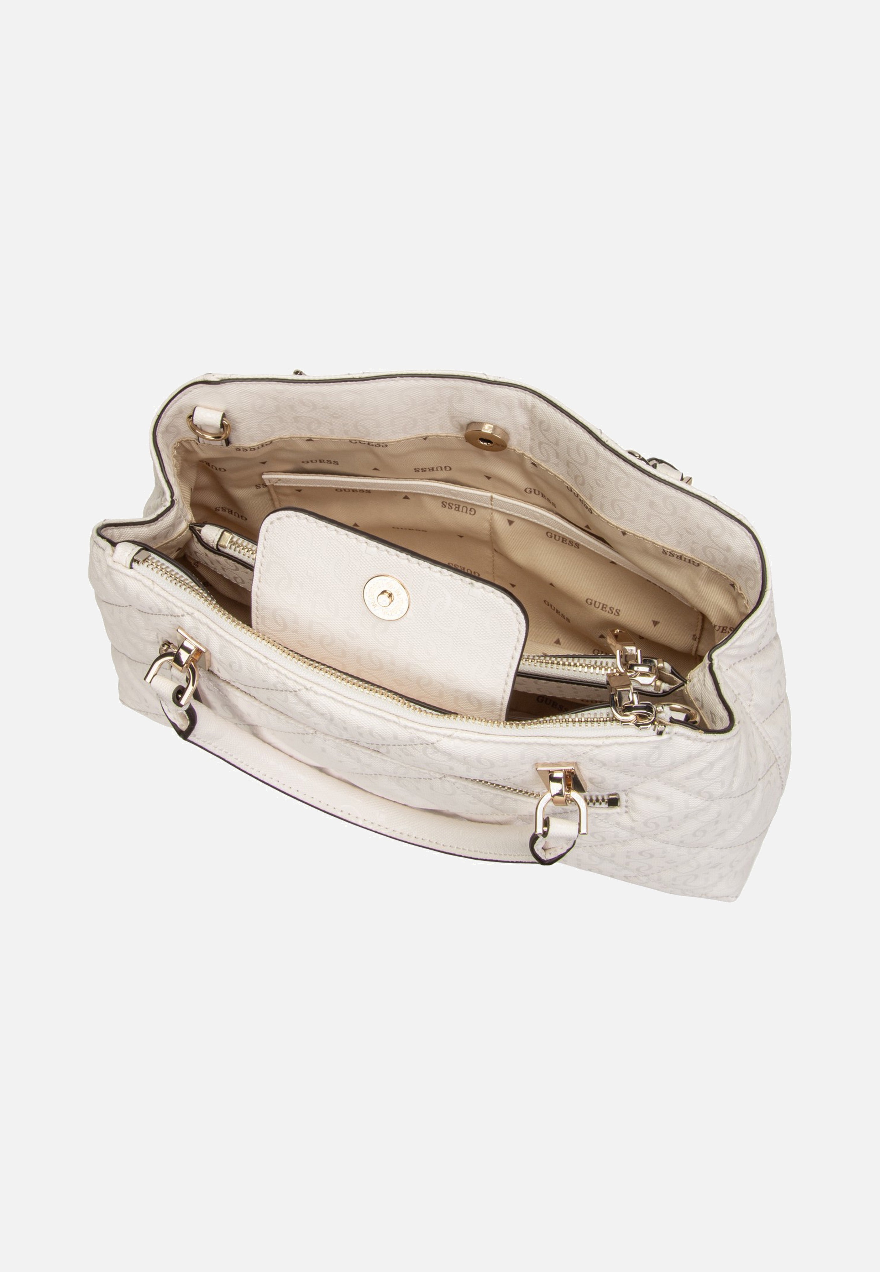 Guess - Libby 2 Comp Satchel Off White - Satchel | Women-Image
