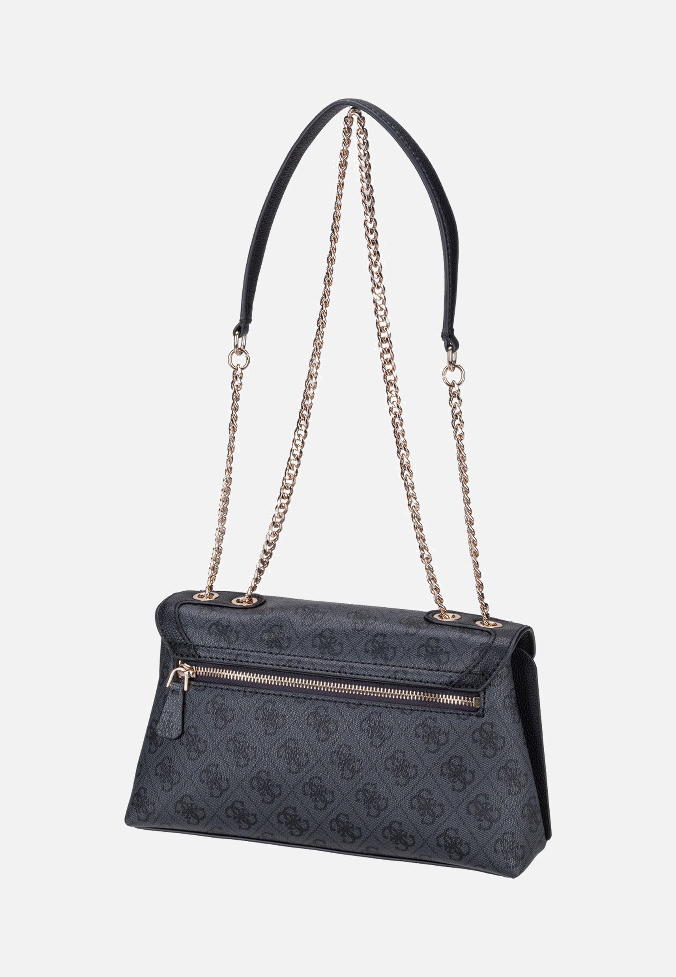 Guess Lindsey Convertible Flap 49210 Coal Logo Crossbody Bag