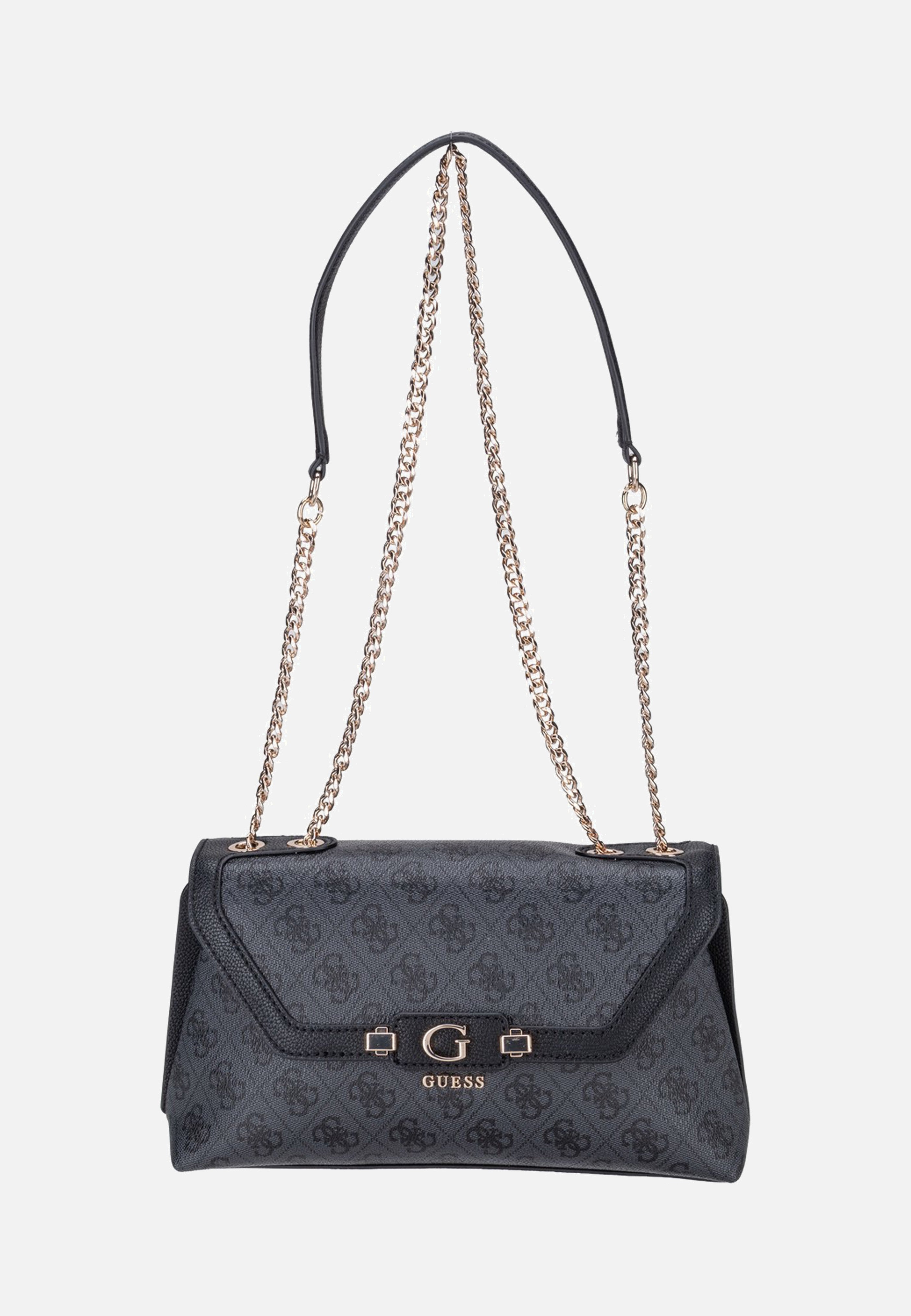 Guess Lindsey Convertible Flap 49210 Coal Logo Crossbody Bag
