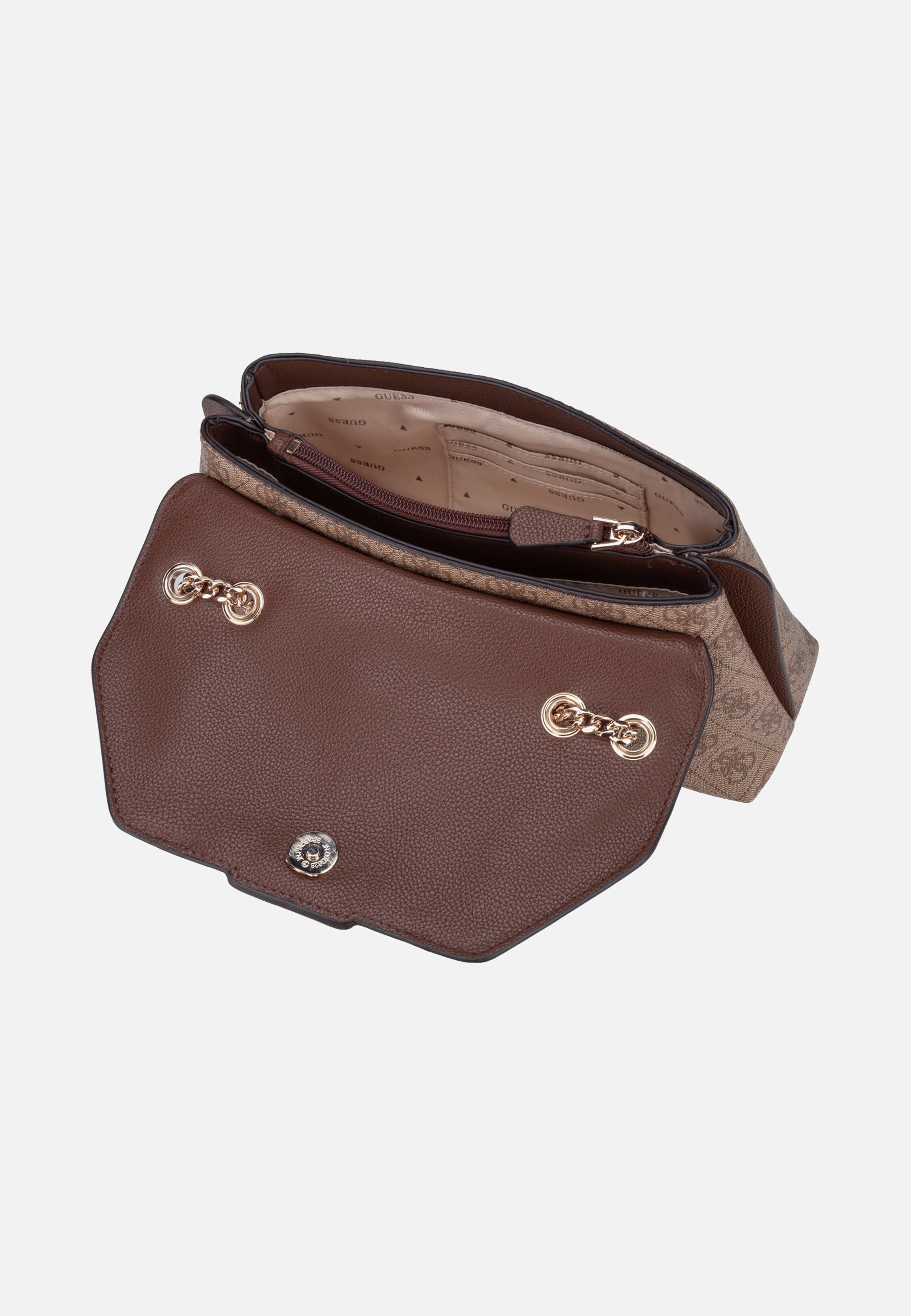 Guess Lindsey Convertible Flap 49210 Latte Logo Crossbody Bag