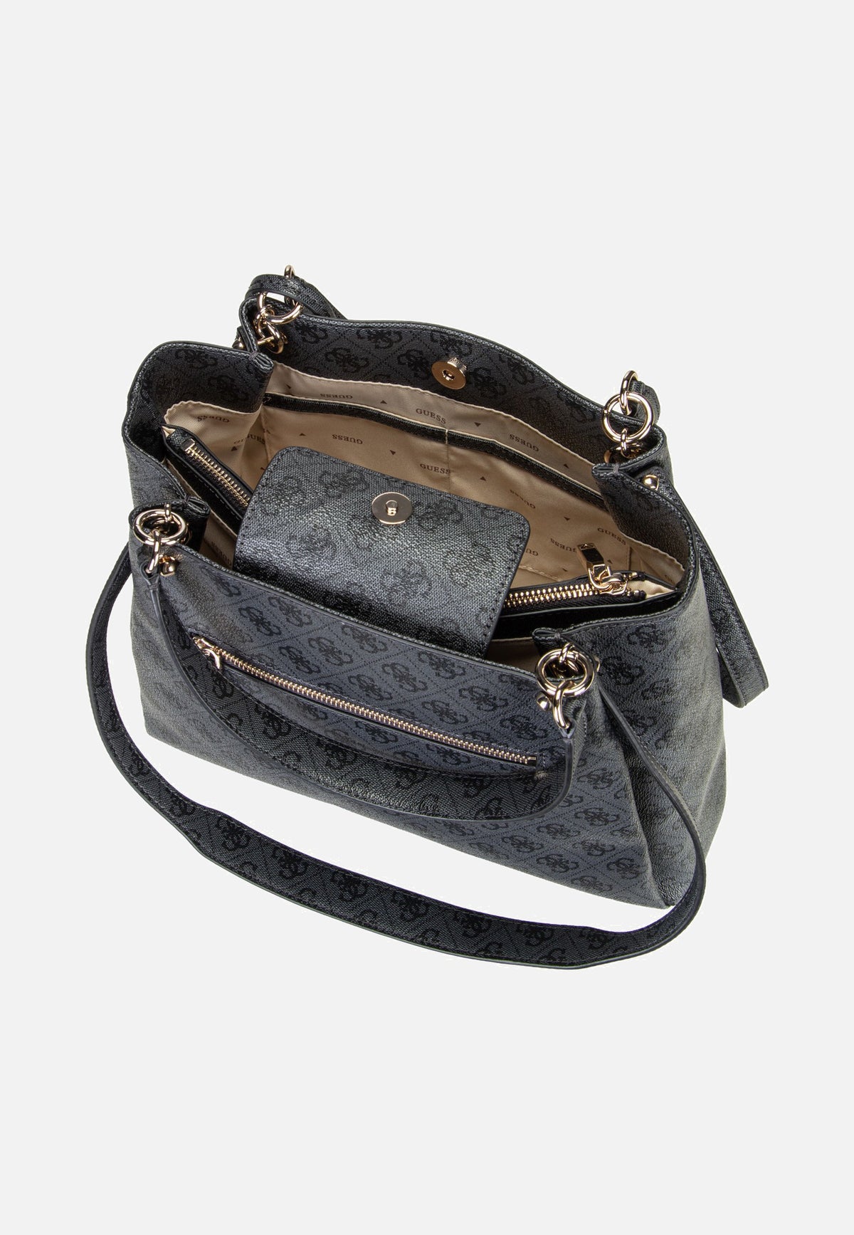 Guess Lorella Logo Girlfriend 84230 Coal Logo Tote Bag