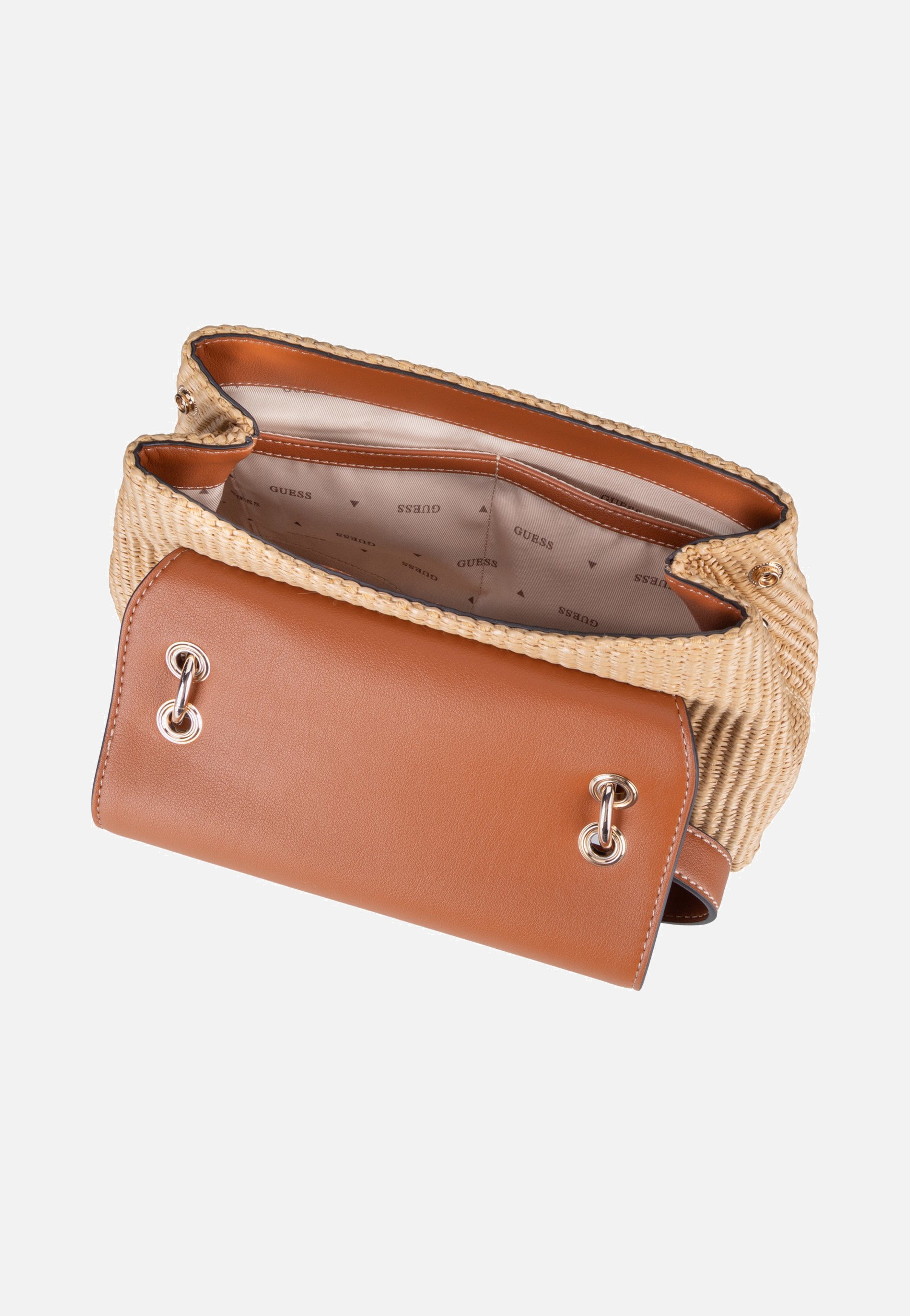 Guess Maggie Straw Flap 53190 Natural/Caramel Shoulder Bag