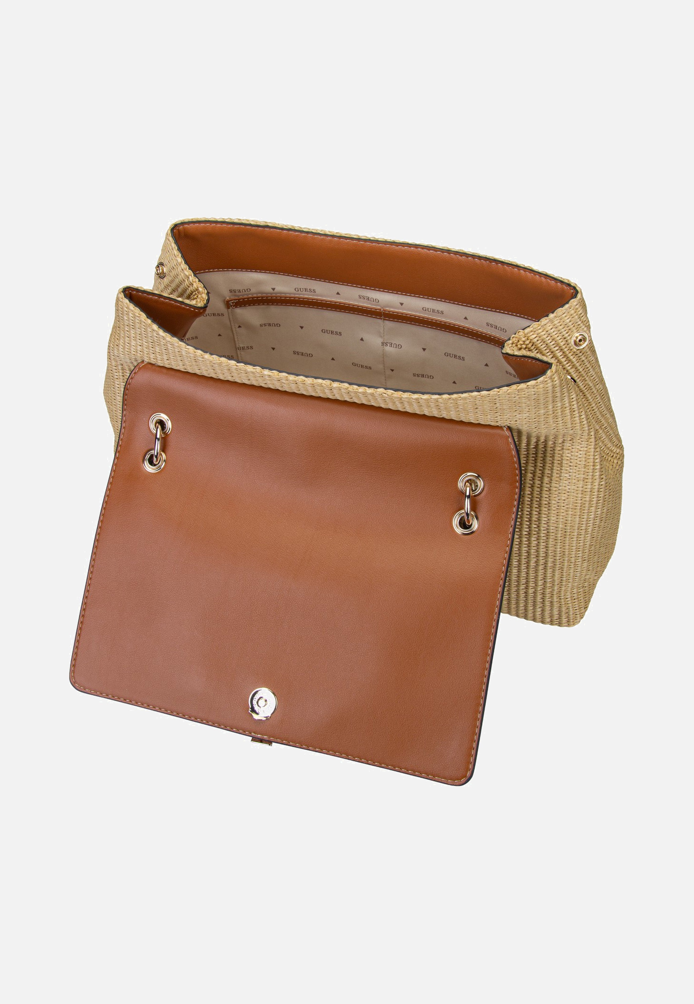 Guess Maggie Straw Large Flap 53200 Natural/Caramel Shoulder Bag