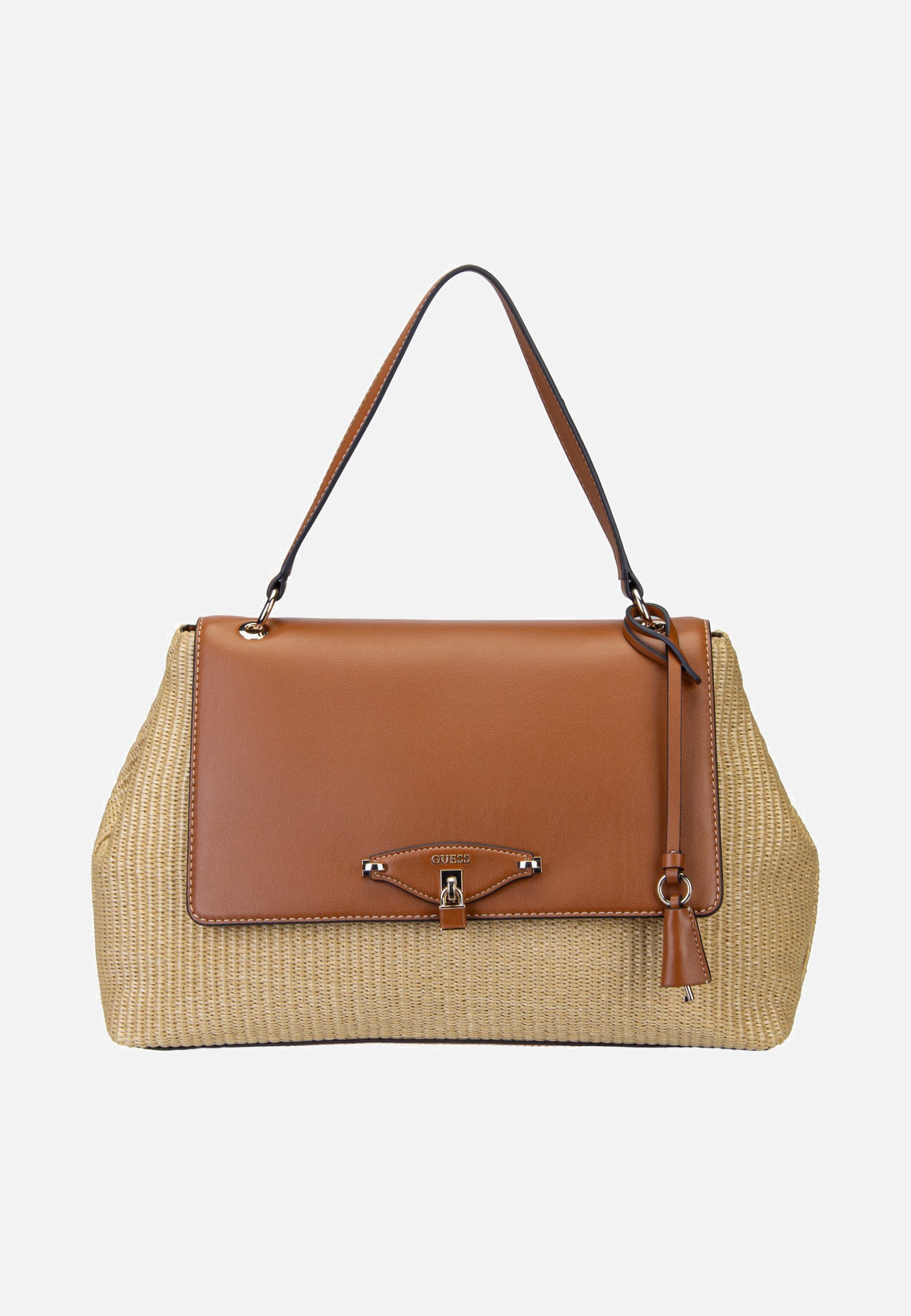 Guess Maggie Straw Large Flap 53200 Natural/Caramel Shoulder Bag