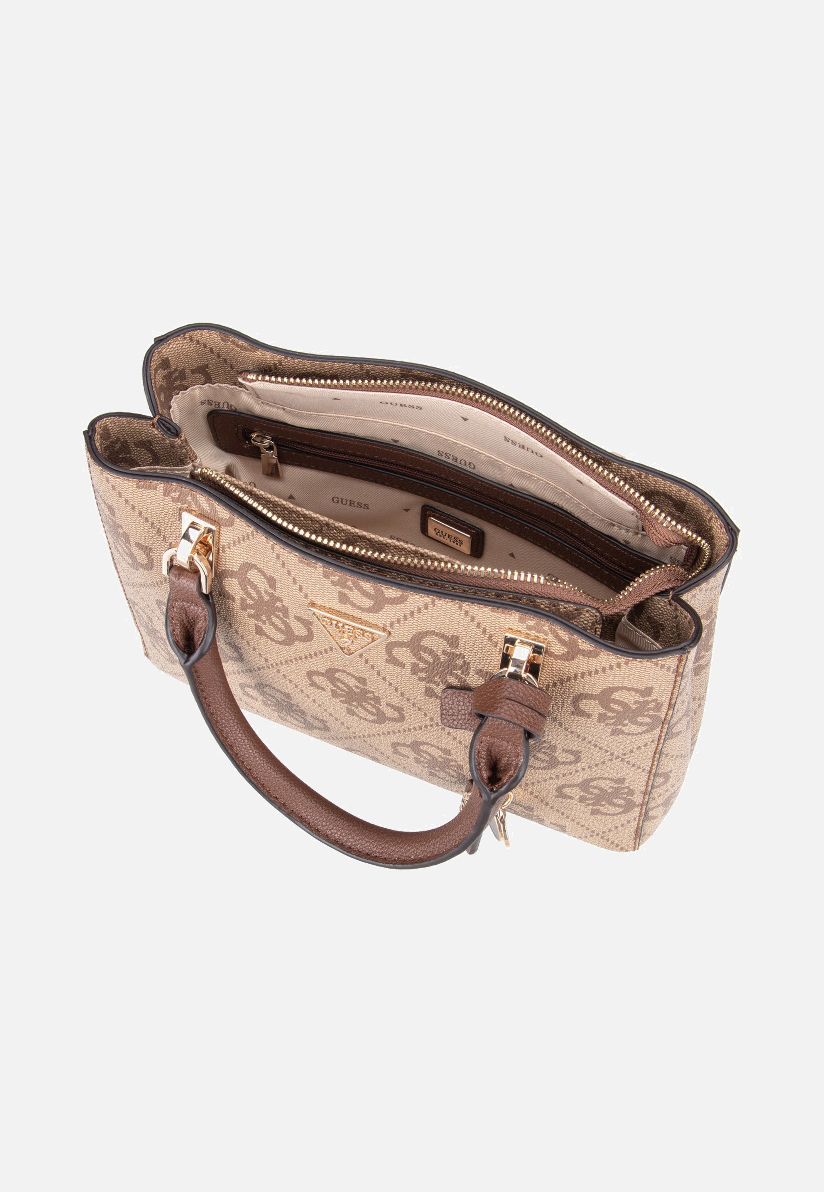 Guess Noelle II Sml Multi Comp Latte Logo/Brown Satchel
