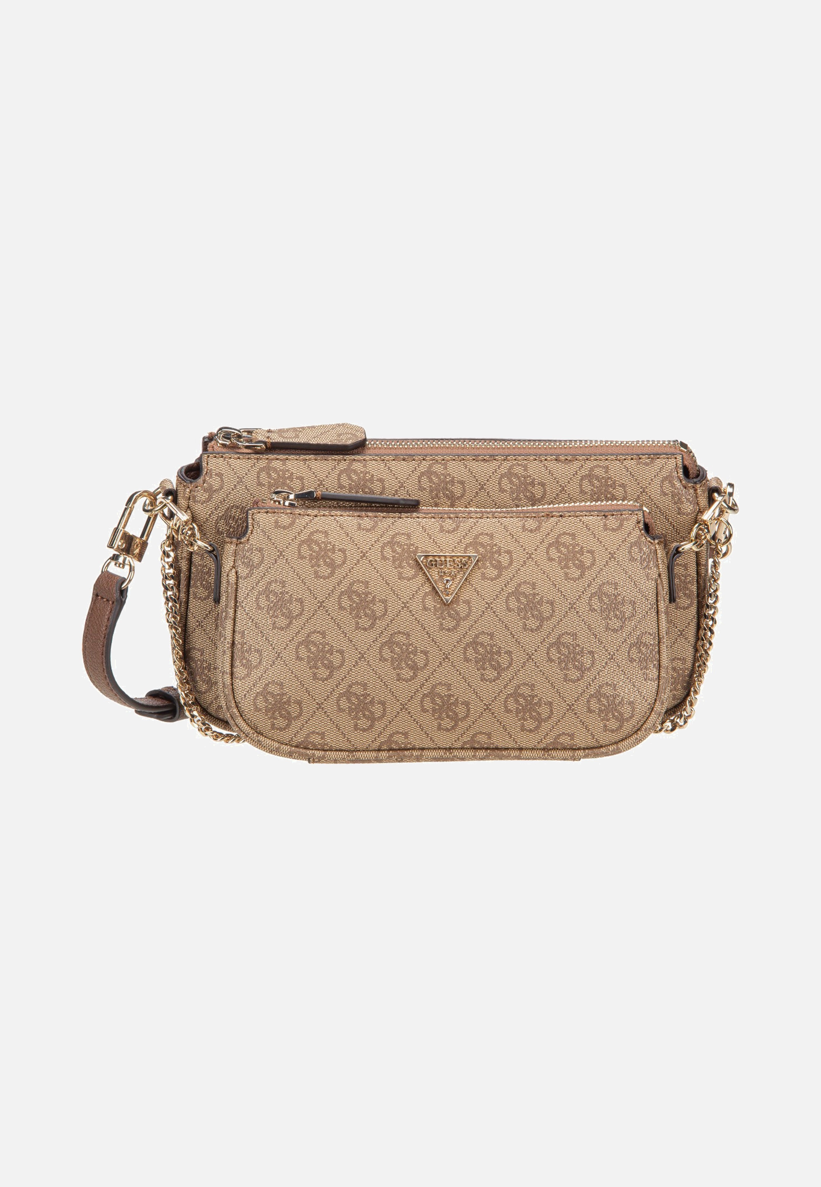 Guess Noelle II Double Pouch CB 72710 Logo Latte/Brown Umhängetasche