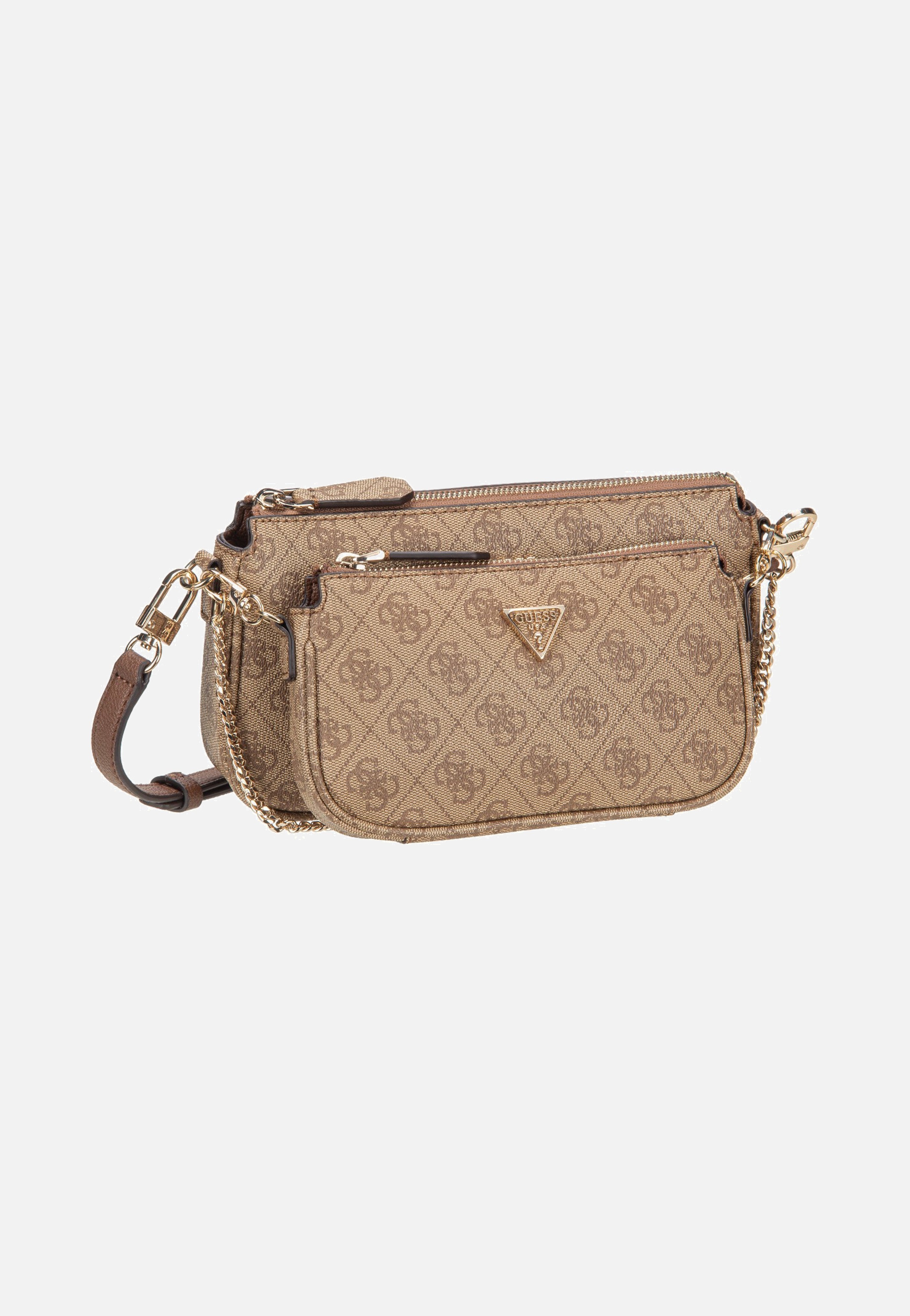 Guess Noelle II Double Pouch CB 72710 Logo Latte/Brown Umhängetasche