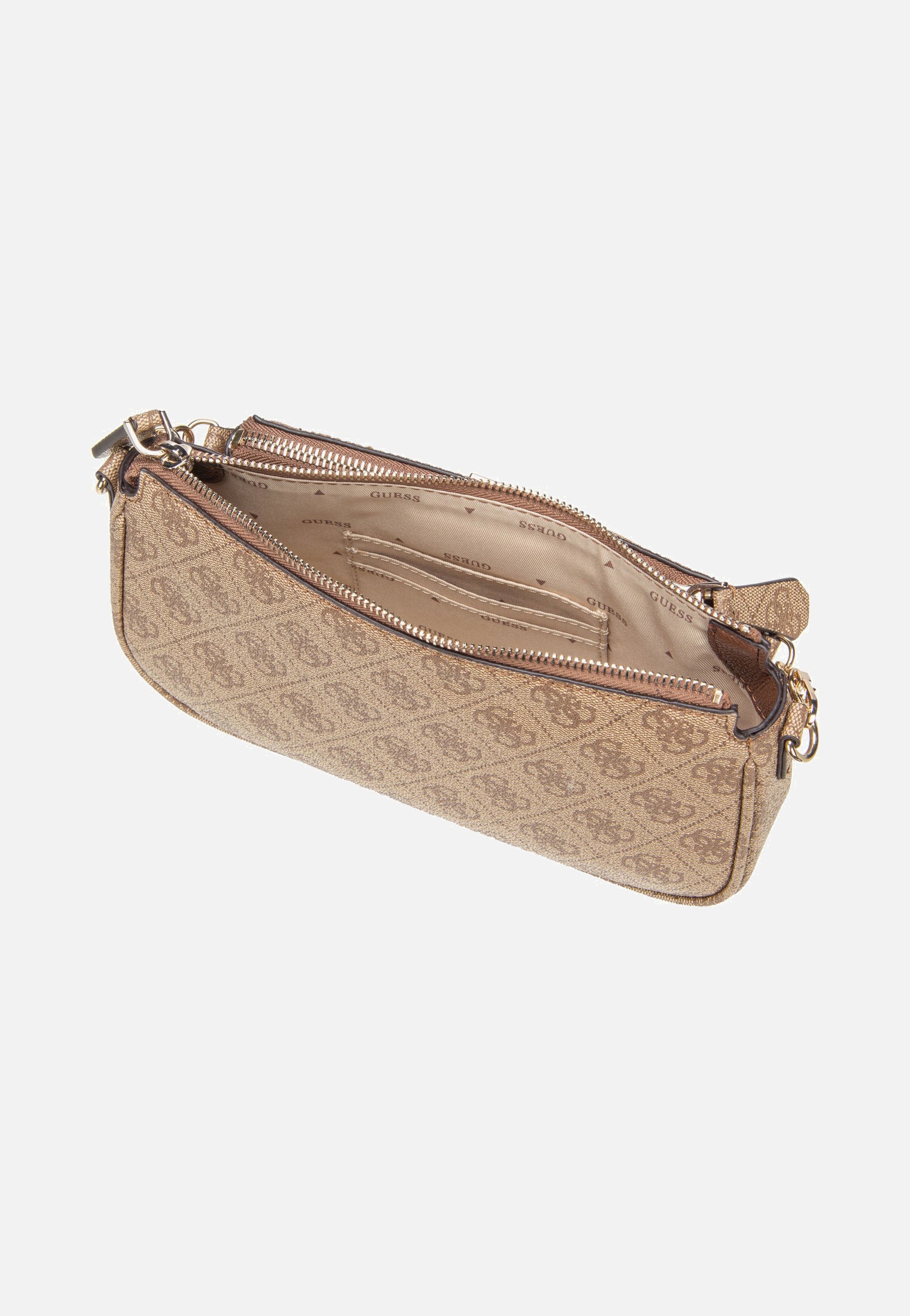 Guess Noelle II Double Pouch CB 72710 Logo Latte/Brown Umhängetasche
