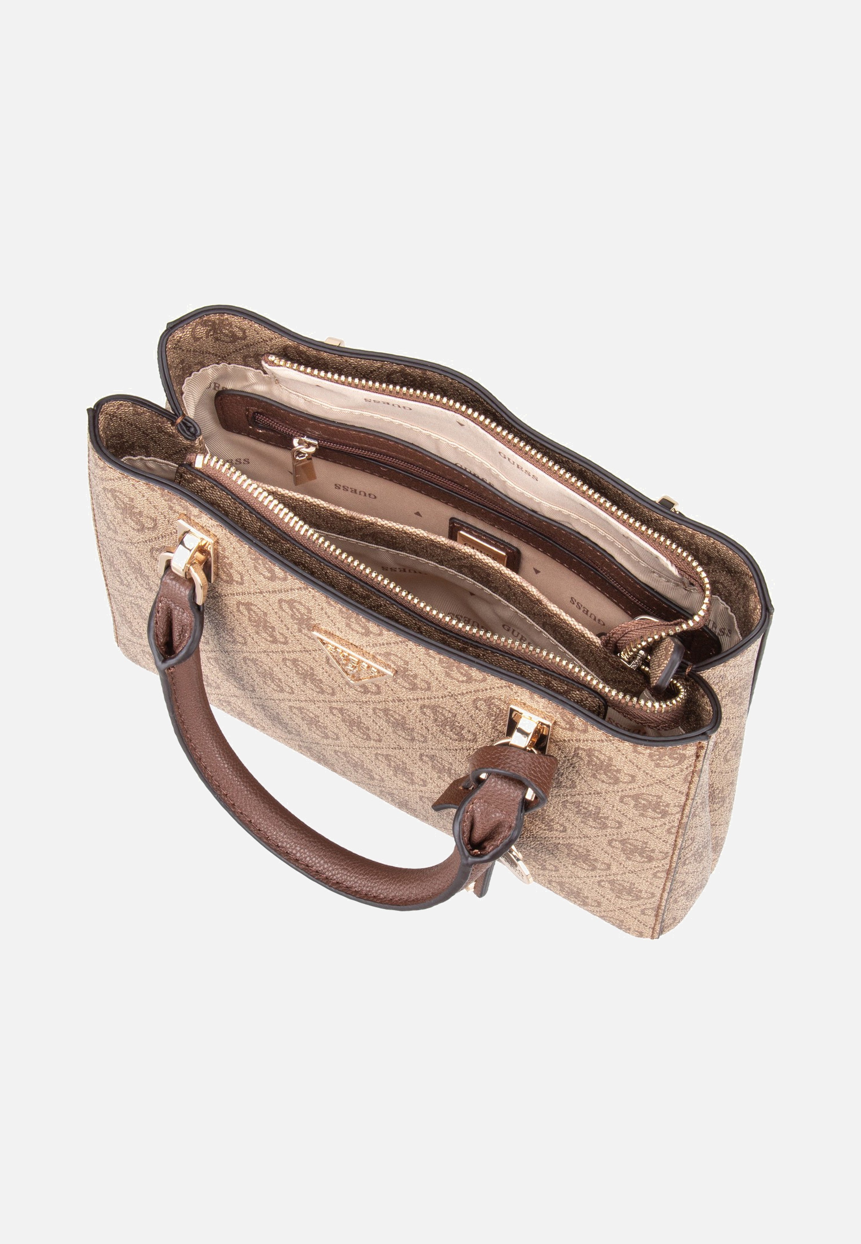 Guess Noelle II Sml Multi Comp Latte Logo/Brown Satchel