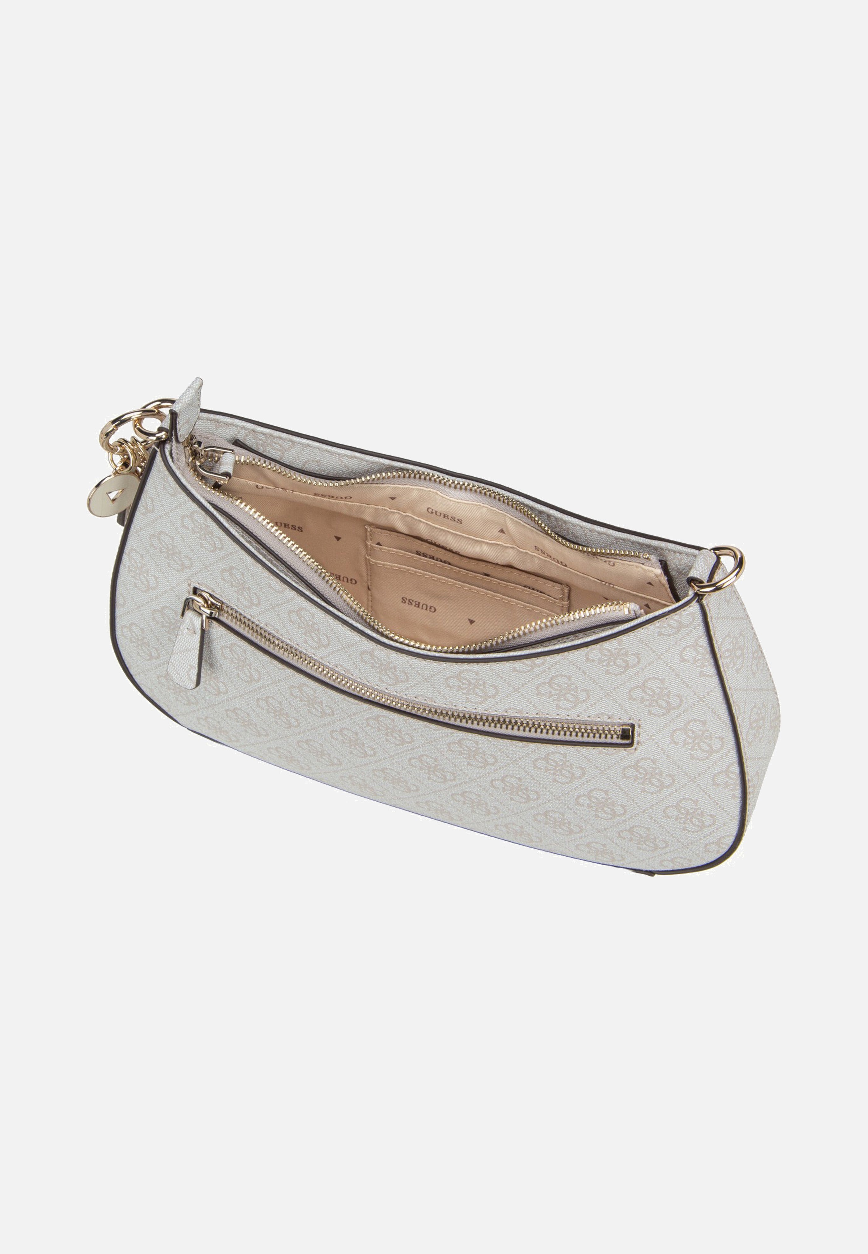 Guess Noelle II Top Zip SHB 72180 Bone Logo Evening Bag