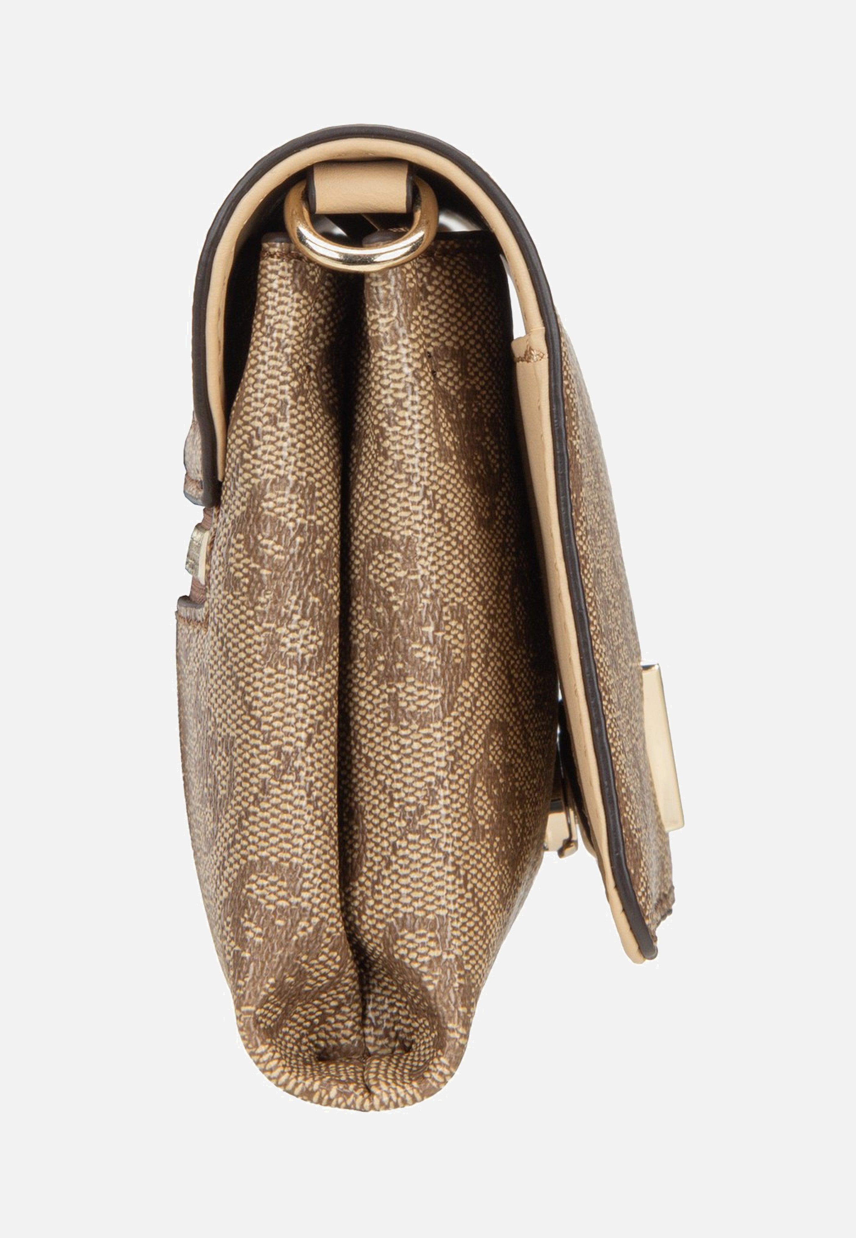 Guess Noelle II Xbody Flap Organizer Latte Logo/Brown Clutch