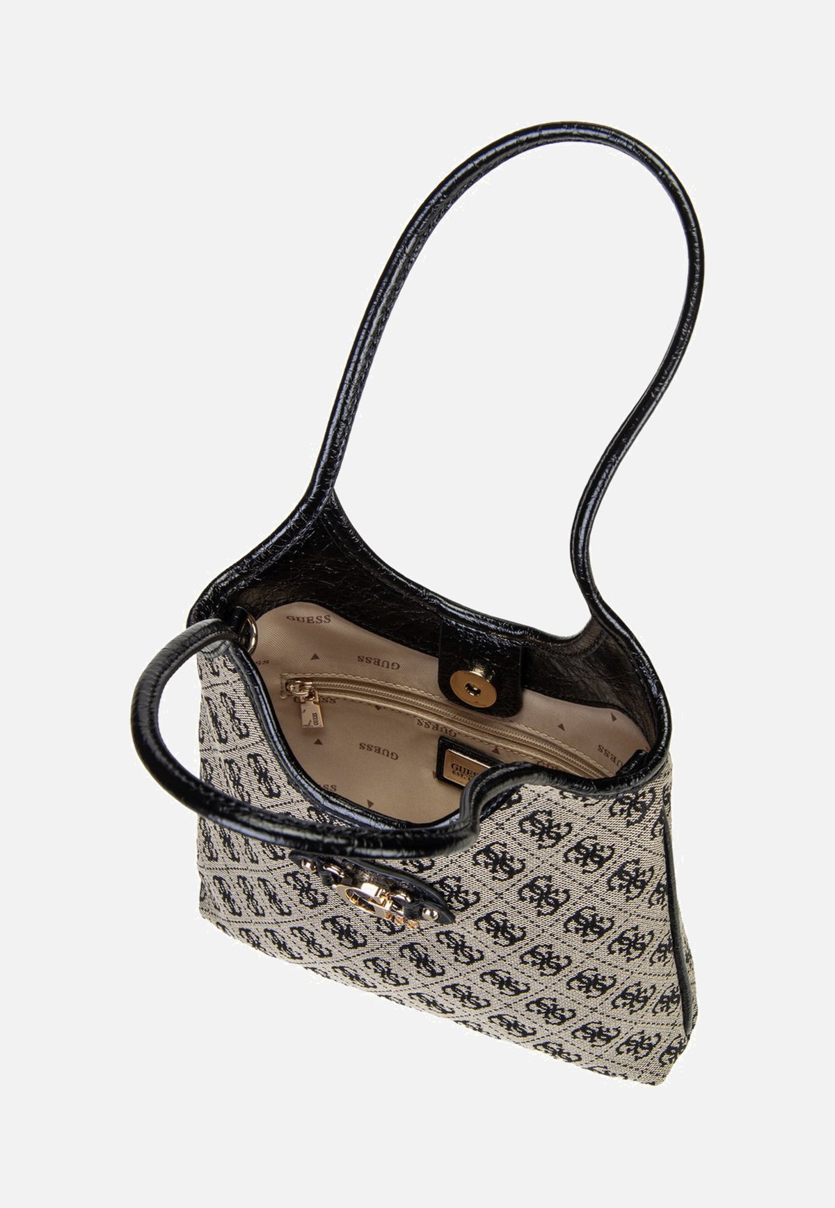 Guess Samantha Mini 13750 Black Logo Schultertasche