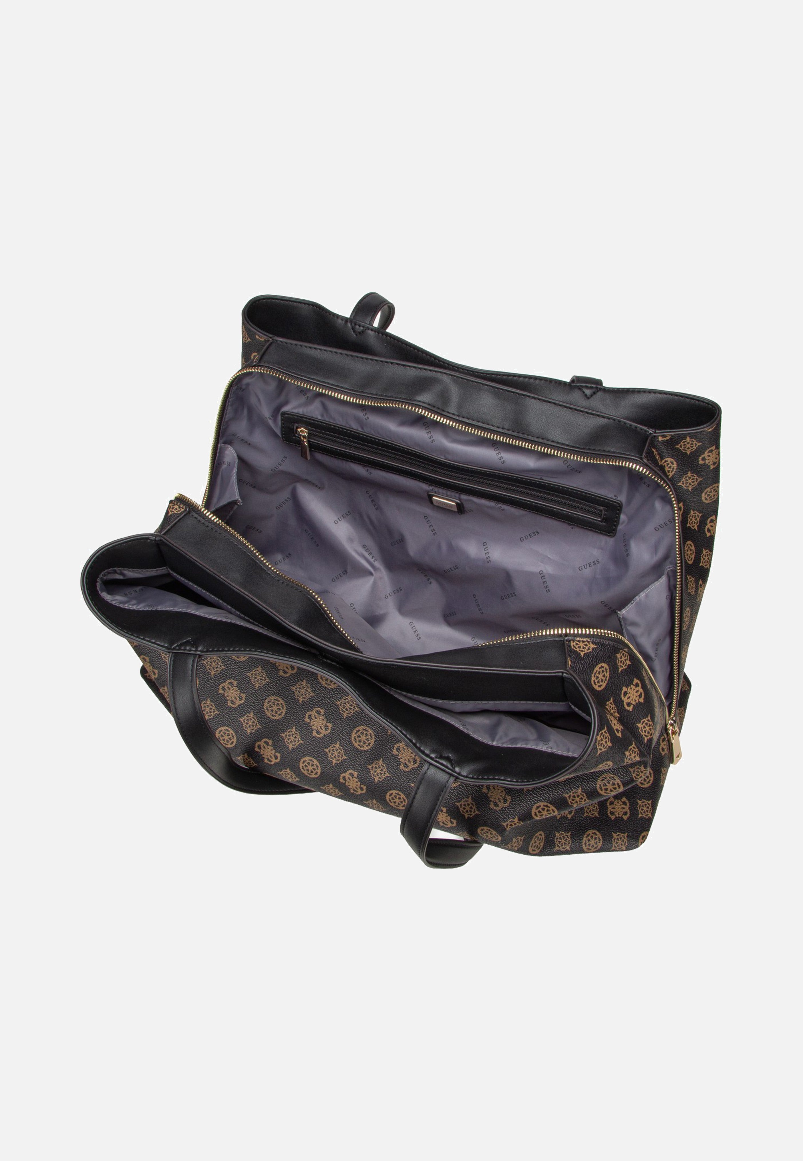 Guess Wilder Tri Compartment Tote Brown Shopper