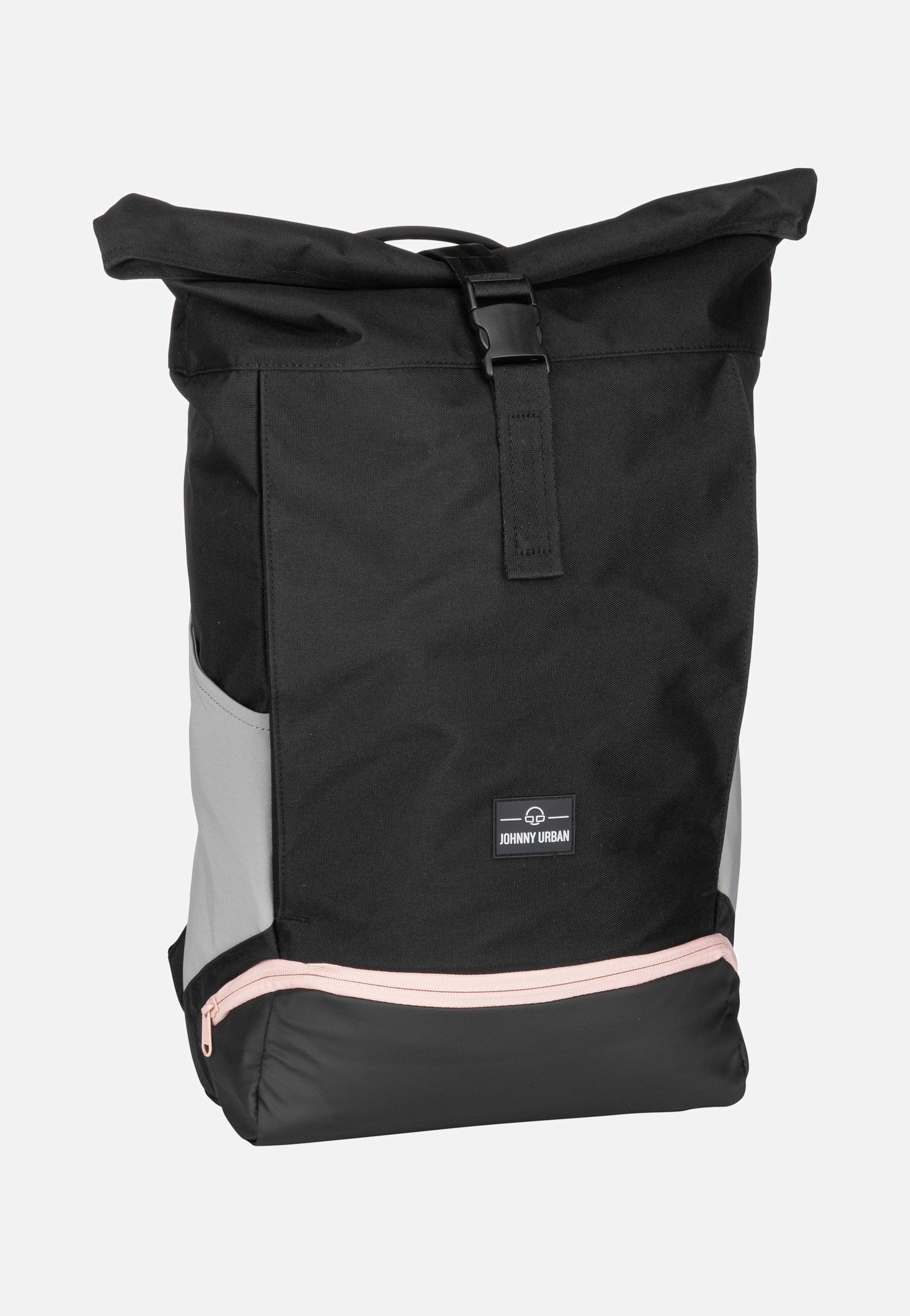 Johnny Urban Allen Large Schwarz-Rosa Rolltop Rucksack