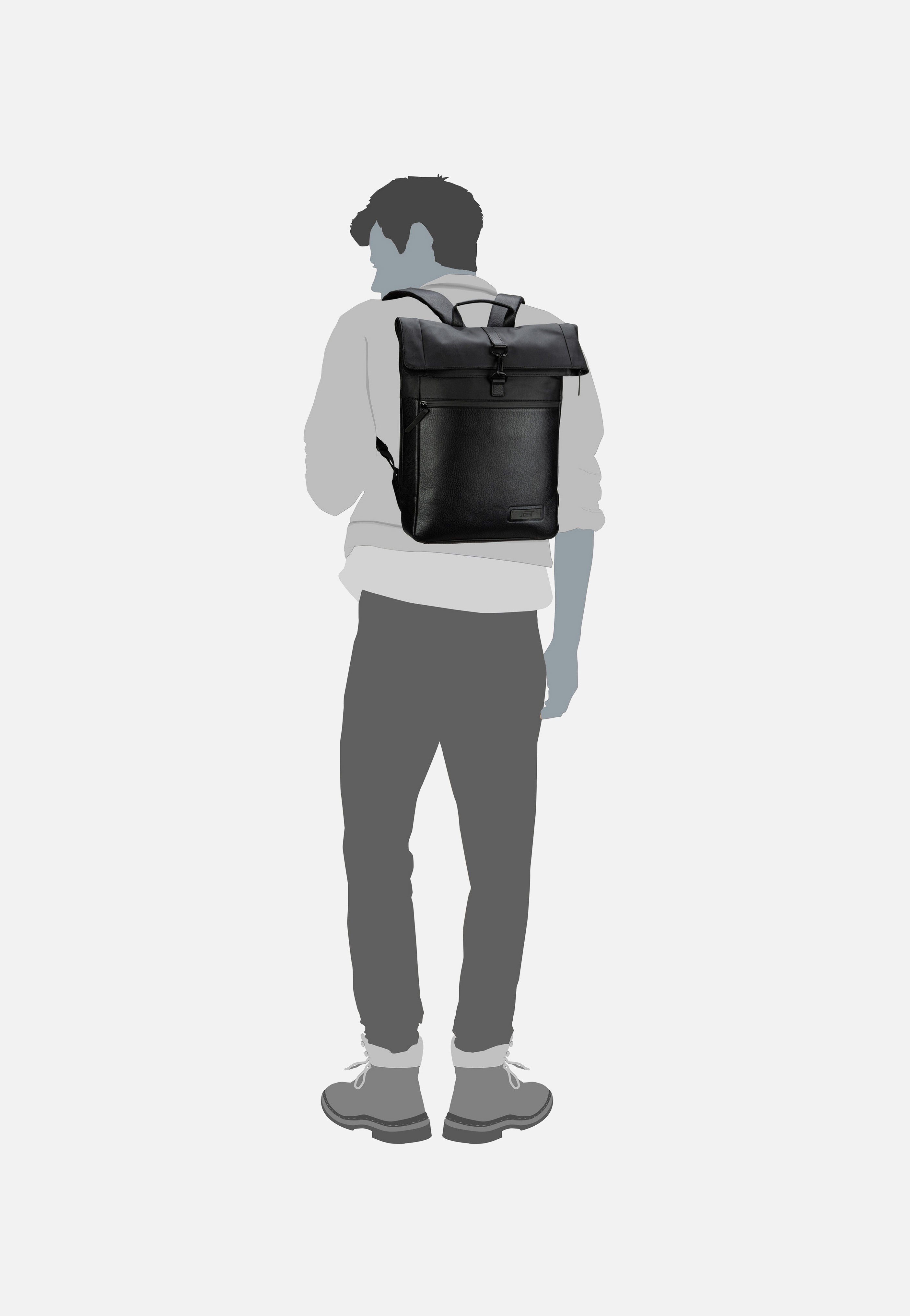 Jost - Stockholm Courier Black - Rolltop Backpack | Men-Image
