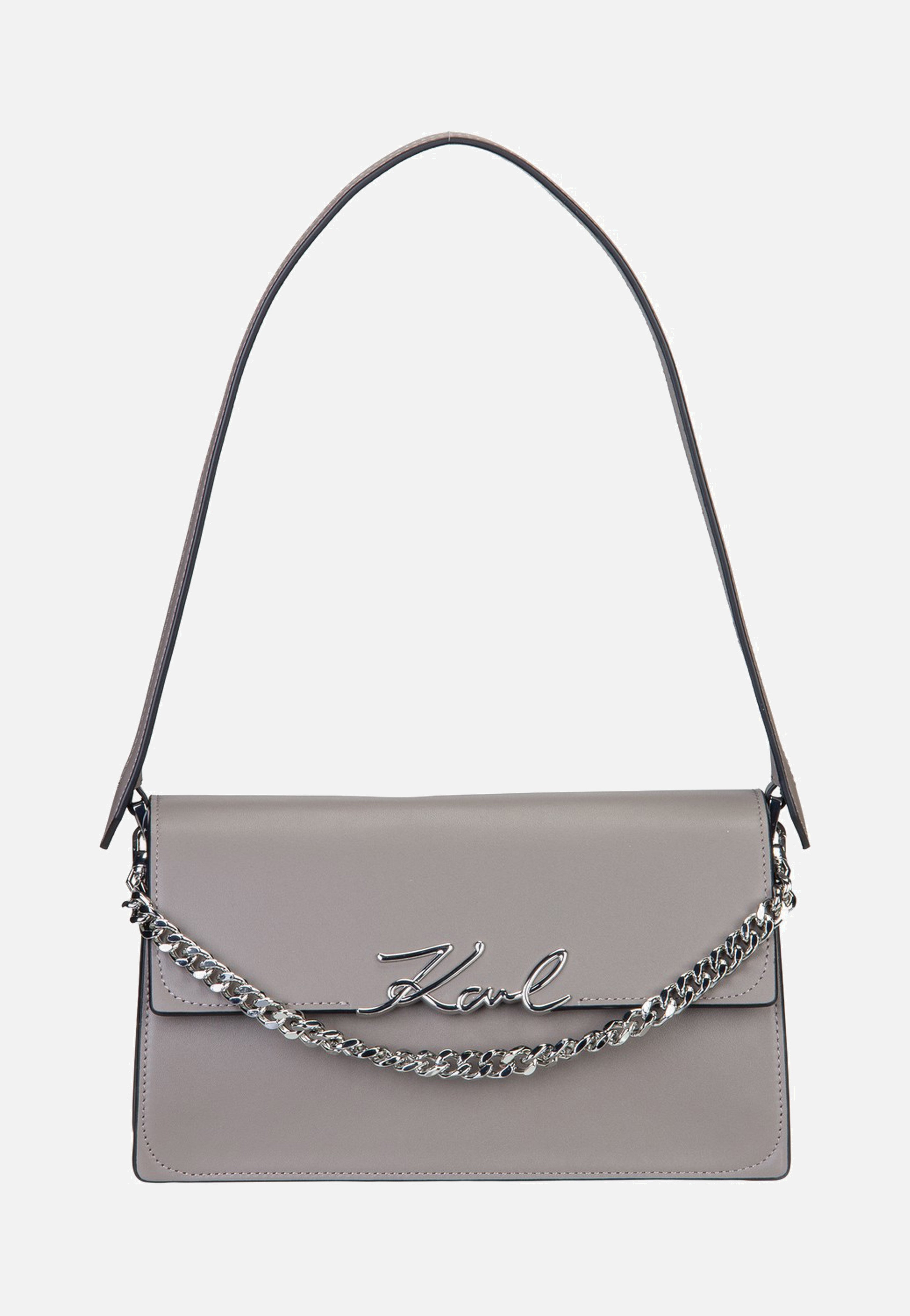 Karl Lagerfeld K/Signature Medium Flap Shb Ash Grey Abendtasche