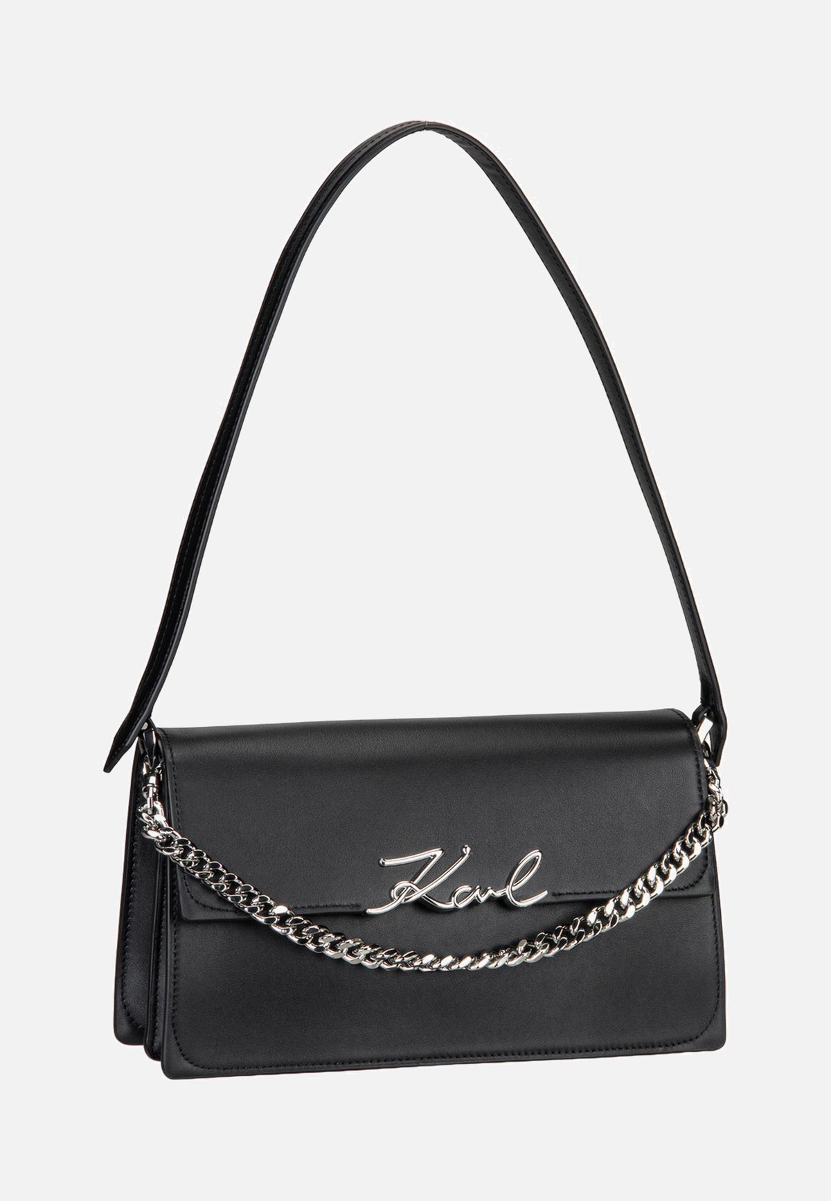 Karl Lagerfeld K/Signature Medium Flap Shb Black-Nickel Abendtasche