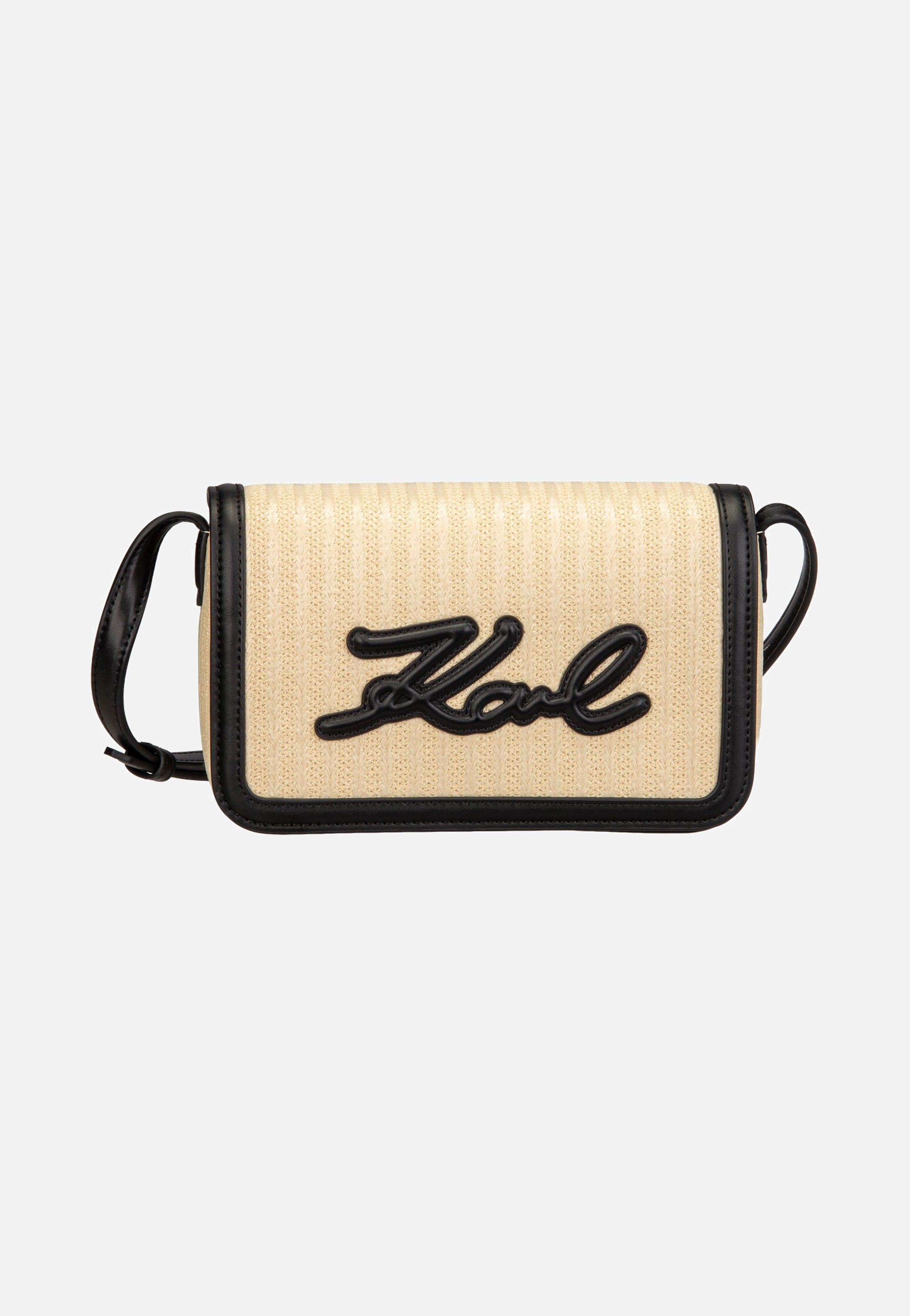 Karl Lagerfeld K/Signature Raffia Crossbody Natural/Black Umhängetasche