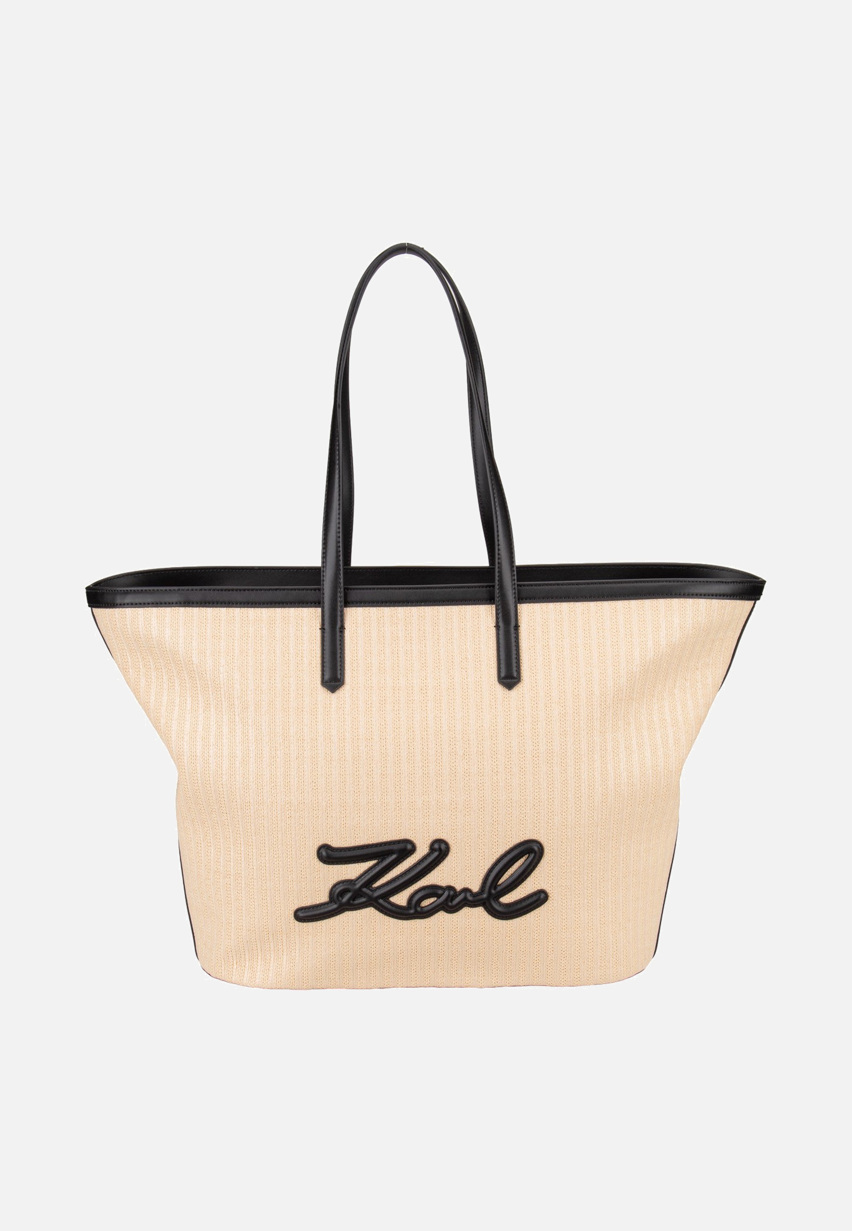 Karl Lagerfeld K/Signature Raffia MD Tote Natural/Black Shopper