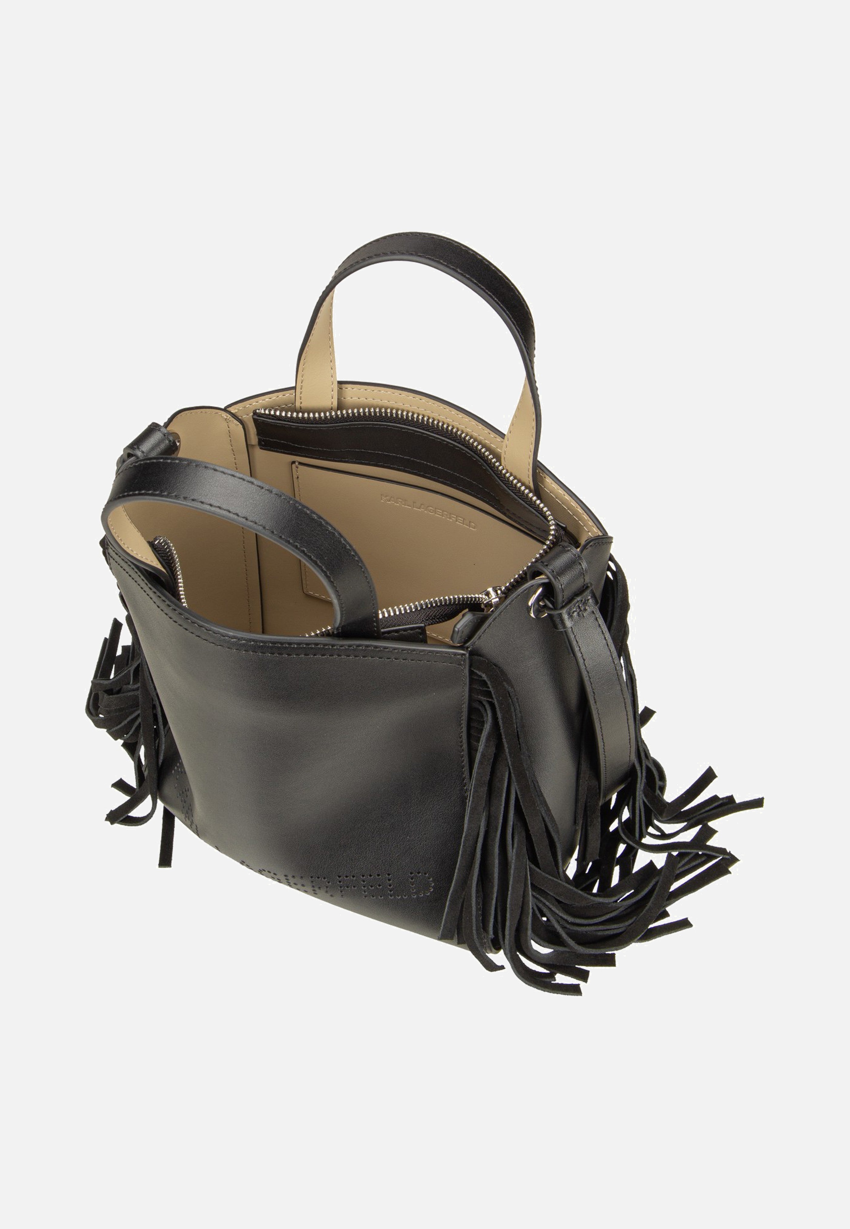 Karl Lagerfeld K/Circle SM Zip Tote Fringes Black/Nickel Tote Bag