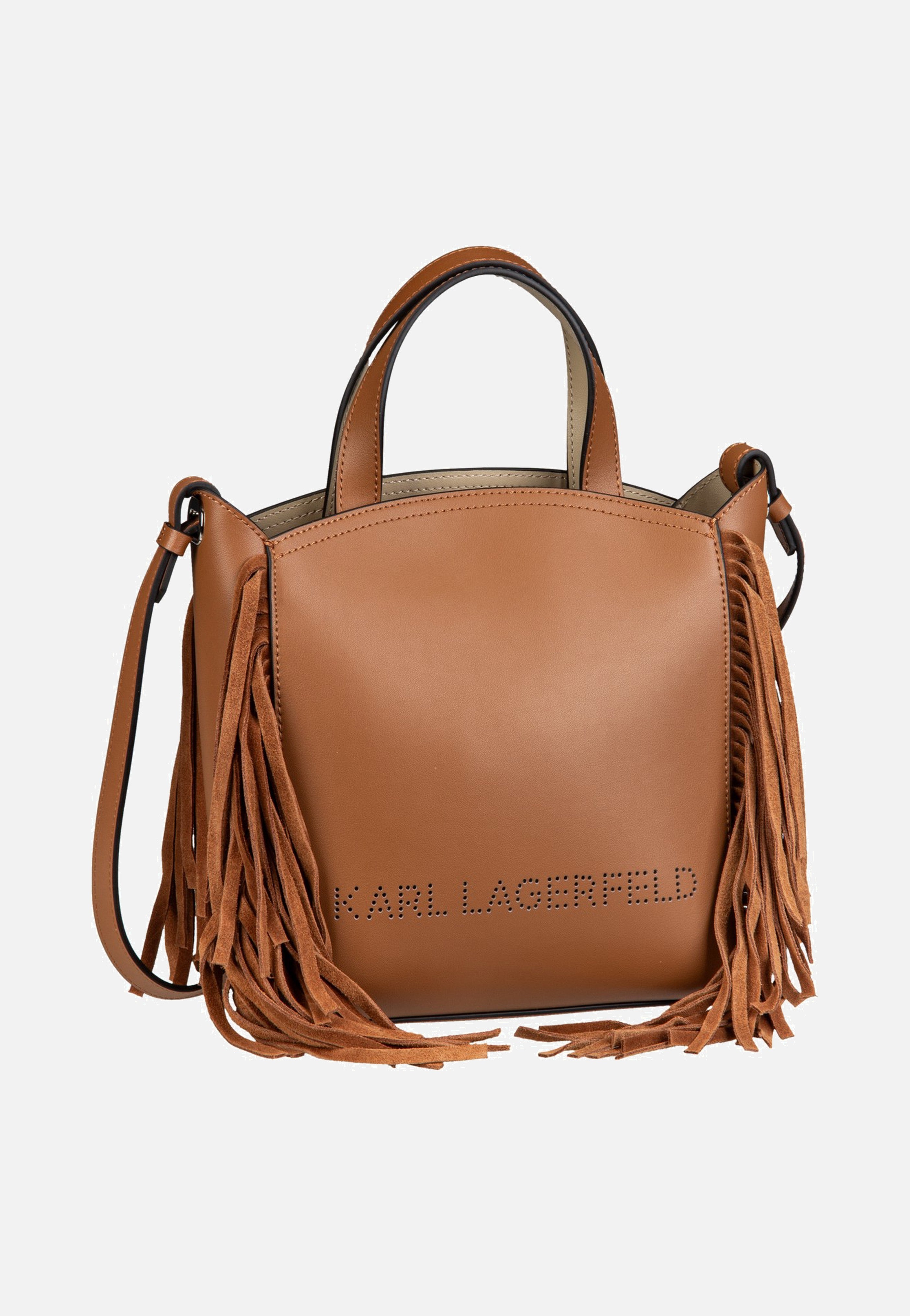 Karl Lagerfeld K/Circle SM Zip Tote Fringes Dark Tan Tote Bag