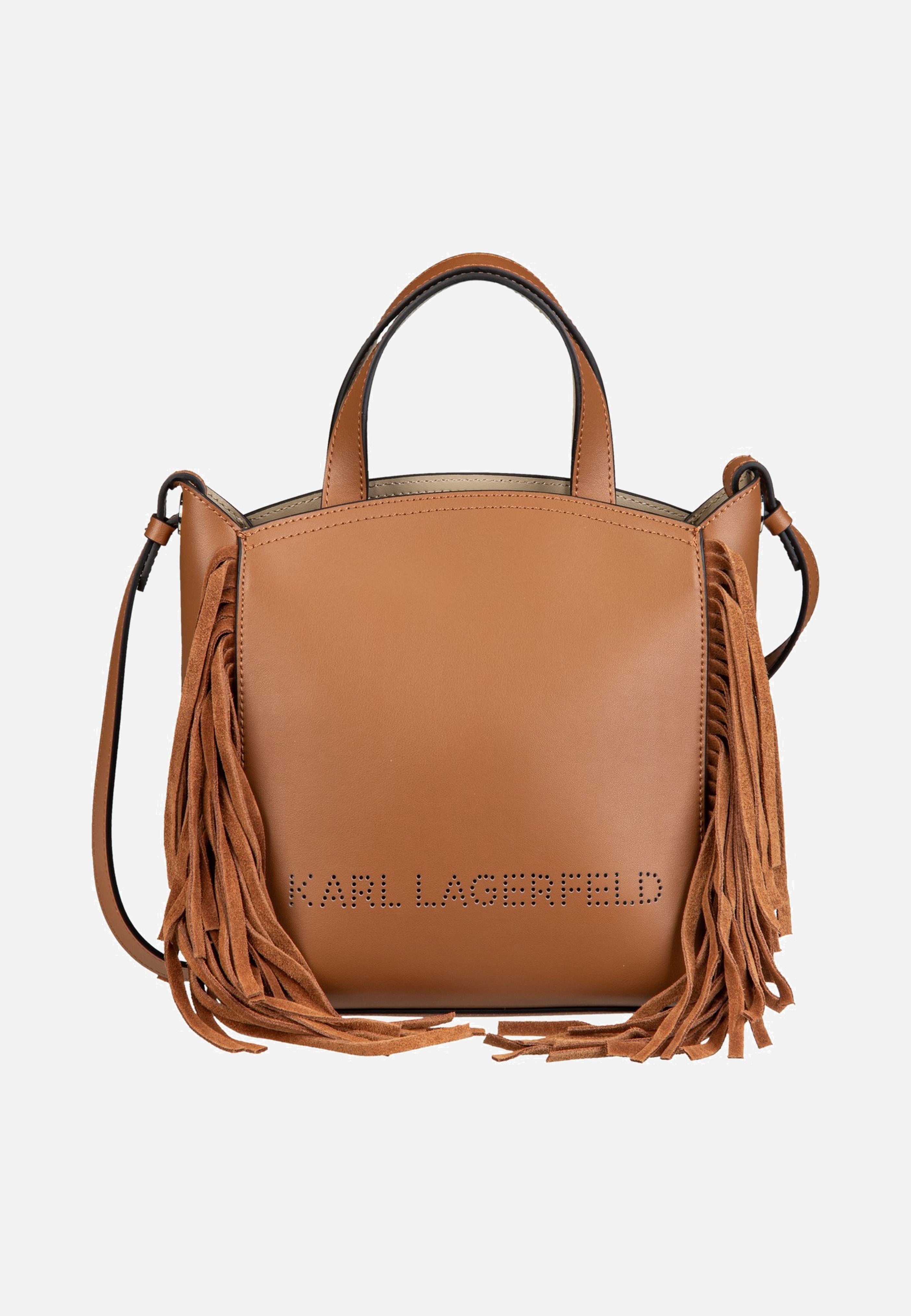 Karl Lagerfeld K/Circle SM Zip Tote Fringes Dark Tan Tote Bag