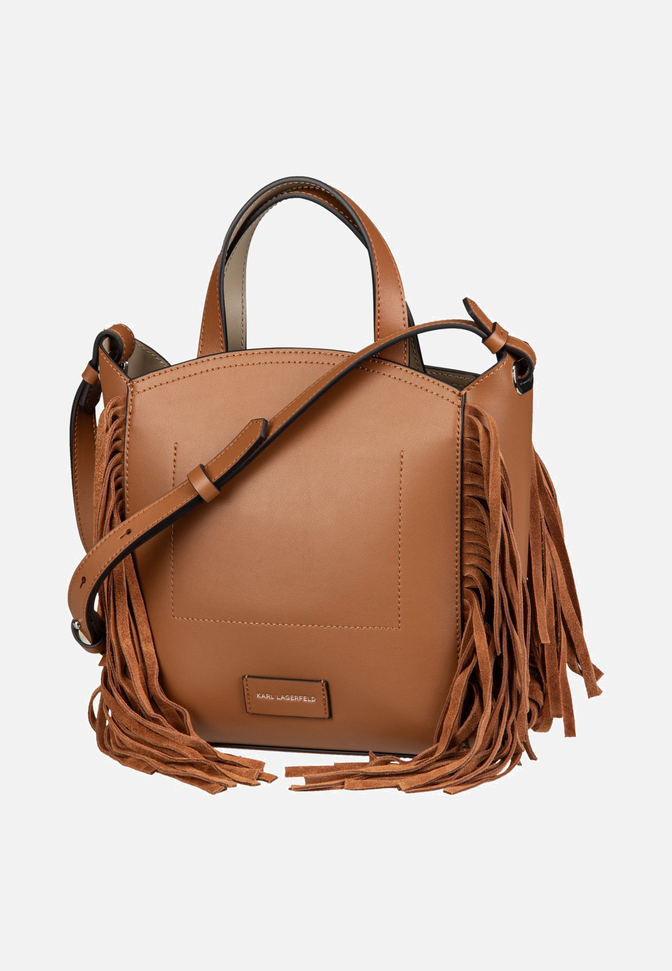 Karl Lagerfeld K/Circle SM Zip Tote Fringes Dark Tan Tote Bag