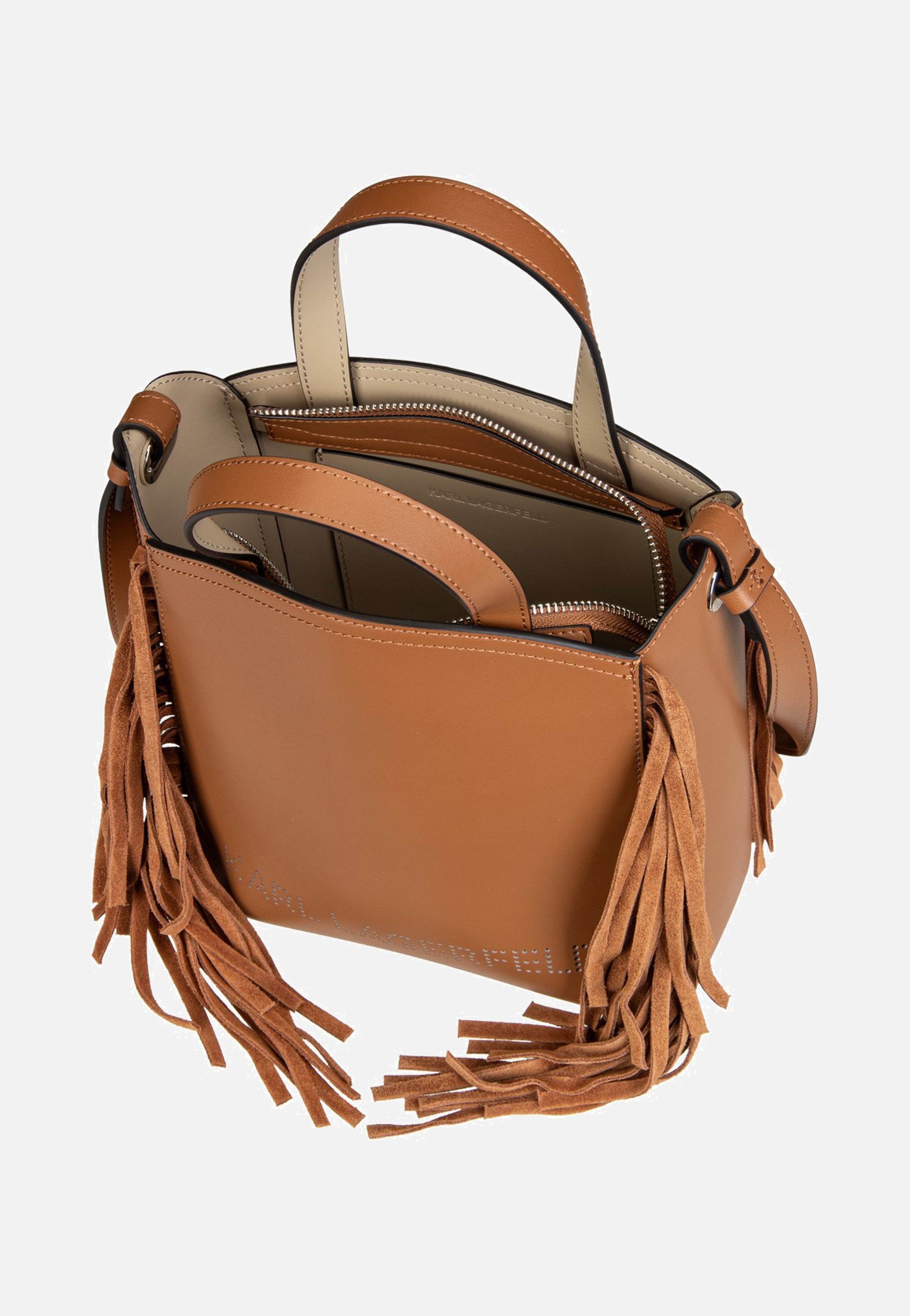 Karl Lagerfeld K/Circle SM Zip Tote Fringes Dark Tan Tote Bag