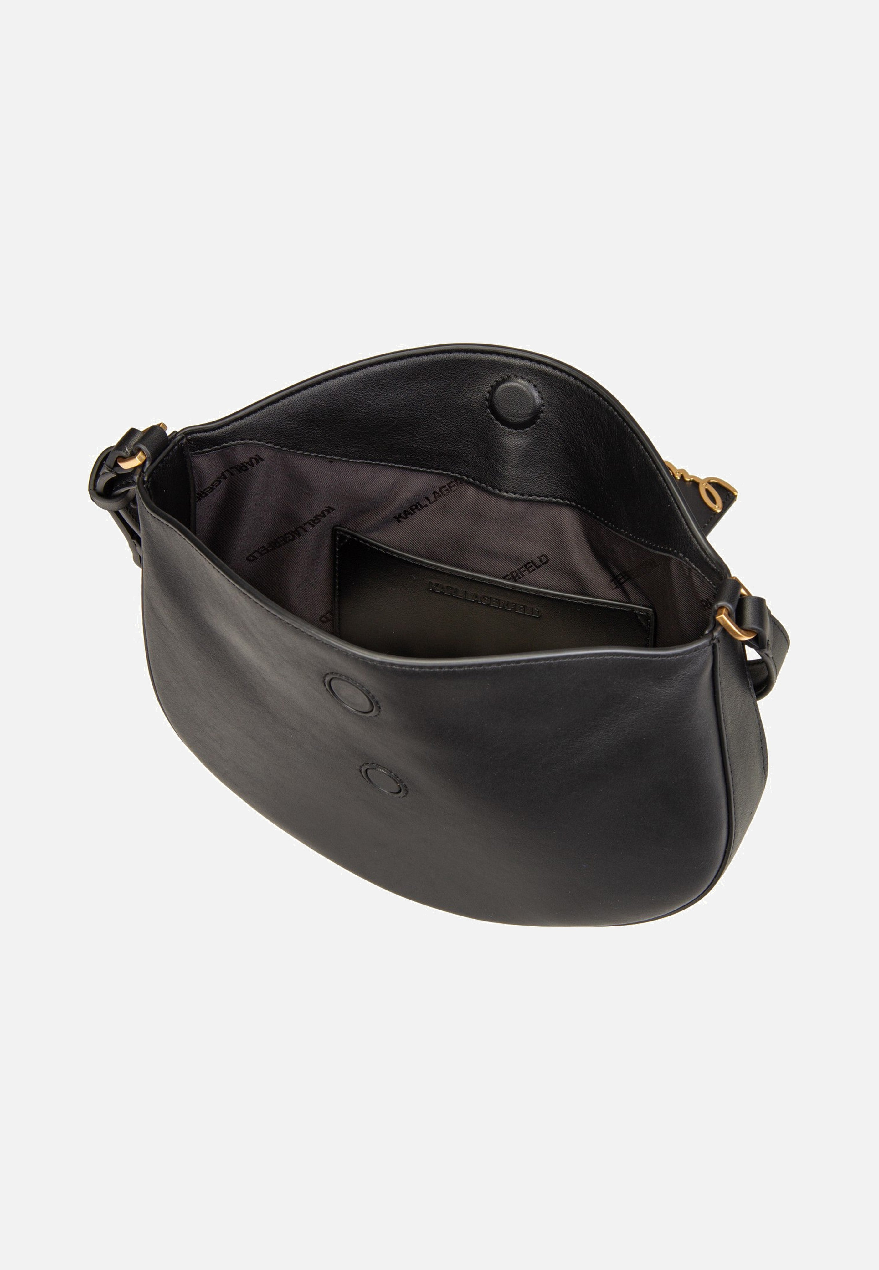 Karl Lagerfeld - K/Signature FL Halfmoon SHB Black/Gold - Shoulder Bag | Women-Image