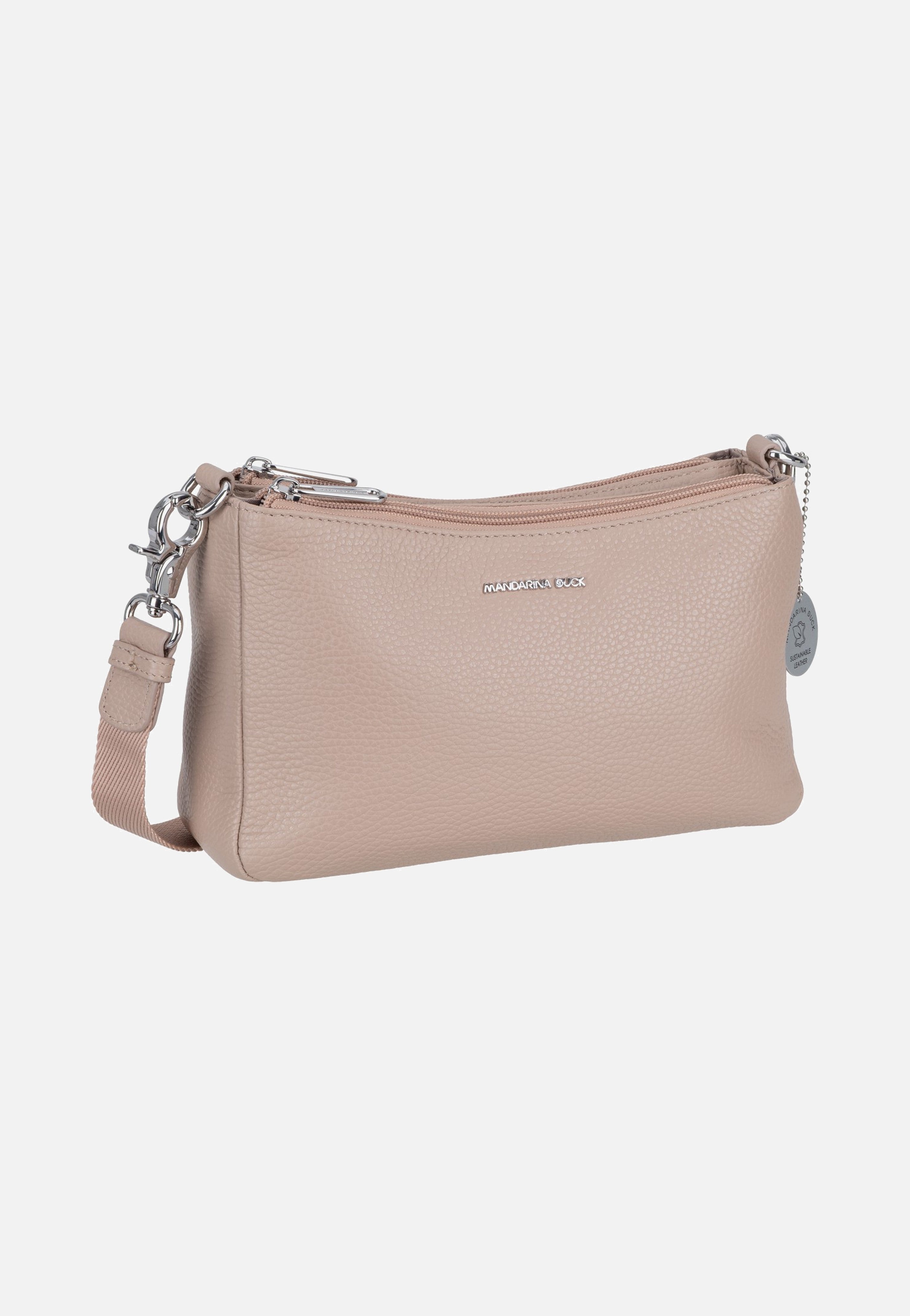 Mandarina Duck Mellow Leather Double Zipped FZTA8 Warm Taupe Evening Bag