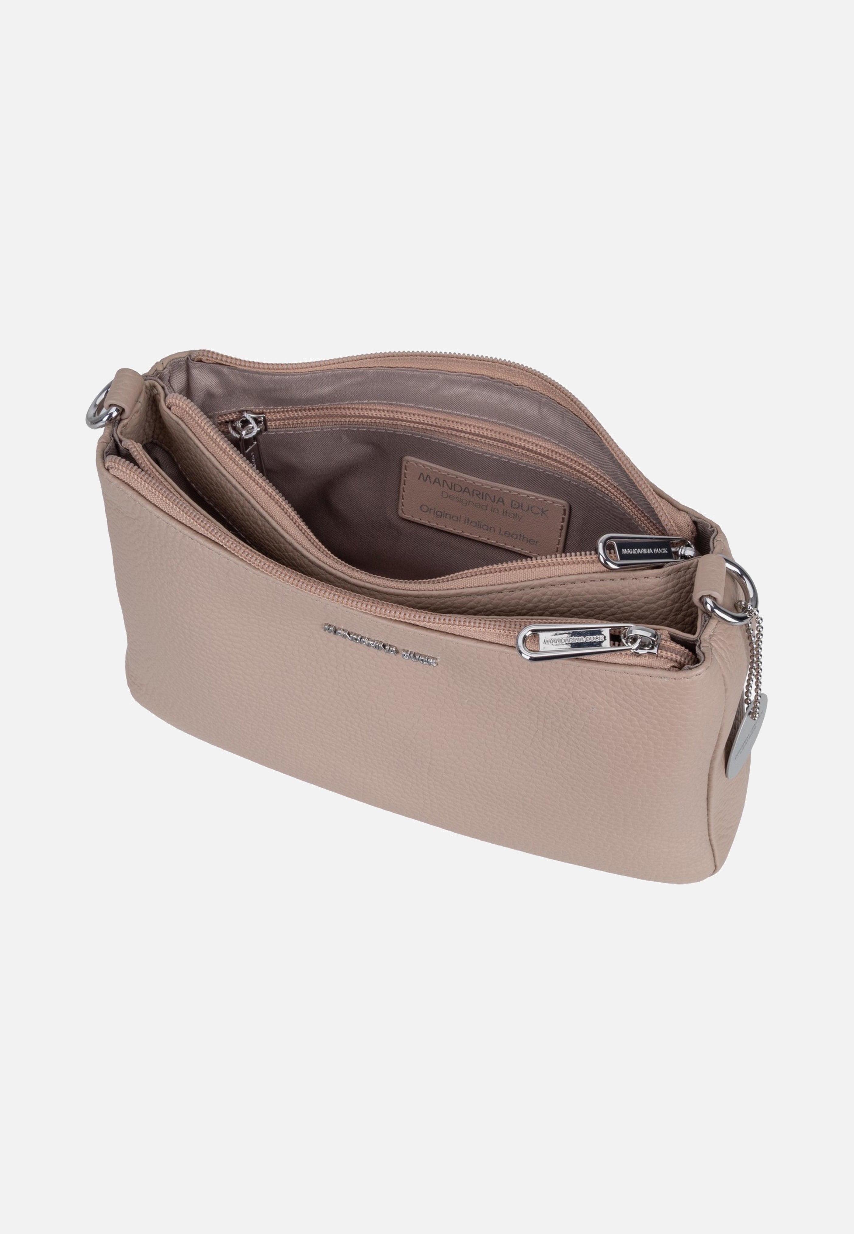 Mandarina Duck Mellow Leather Double Zipped FZTA8 Warm Taupe Evening Bag